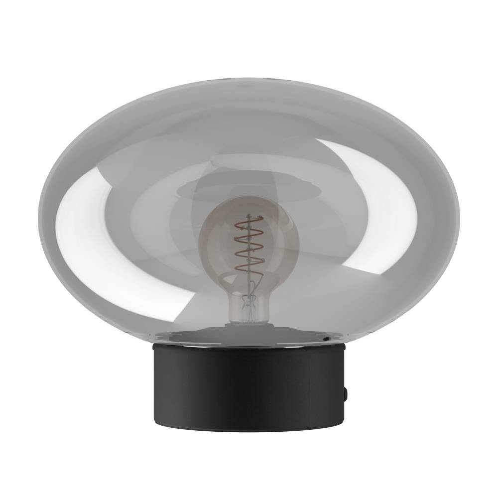 EGLO Tischleuchte »MADONNINA«, 1 flammig, Leuchtmittel E27 | ohne Leuchtmittel, Tischlampe, Metall in Schwarz und Glas in Grau-transparent, E27, 27 cm