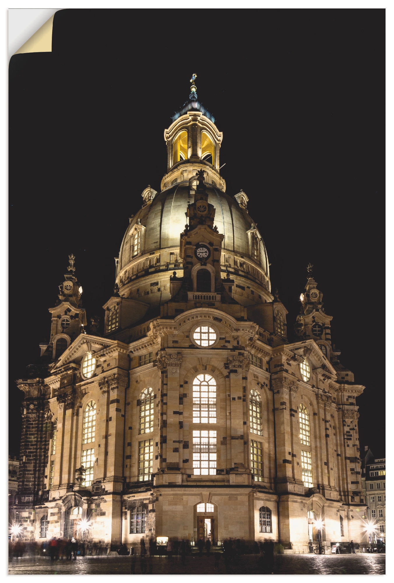 Artland Wandbild »Erleuchtete Frauenkirche in Dresden«, Gebäude, (1 St.), in vielen Größen & Produktarten - Alubild / Outdoorbild für den Außenbereich, Leinwandbild, Poster, Wandaufkleber / Wandtattoo auch für Badezimmer geeignet