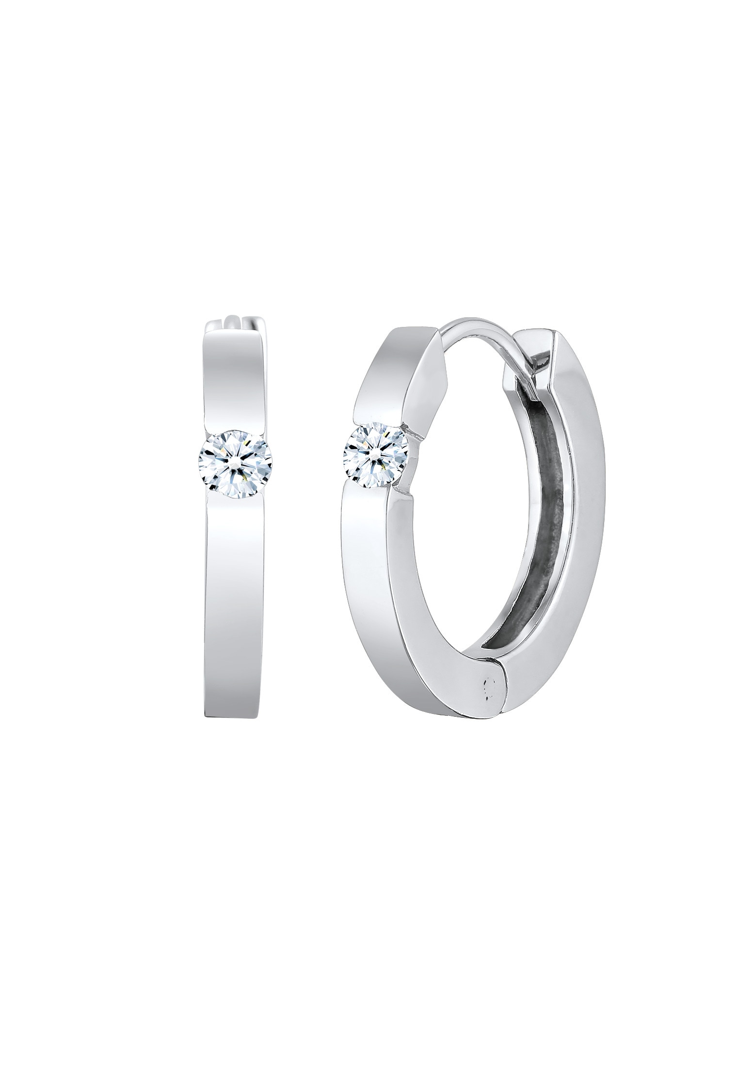 Elli DIAMONDS Paar Creolen »Ohrringe Creolen Diamant (0.22 ct.) Eleganz 925 Silber«
