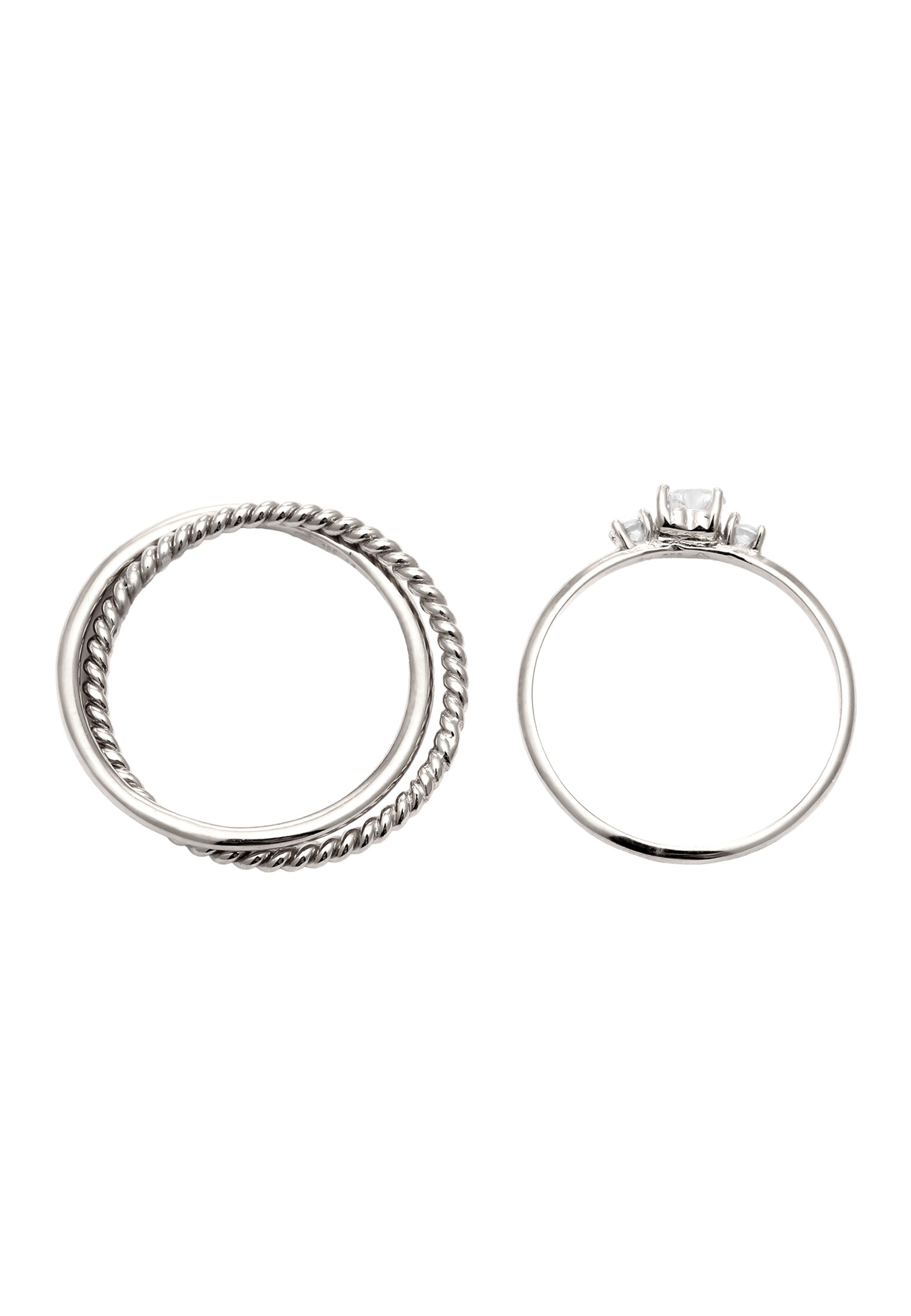 Elli Ring-Set »Ring Ringset Herz Zirkonia Weiß 925 Sterling Silber«