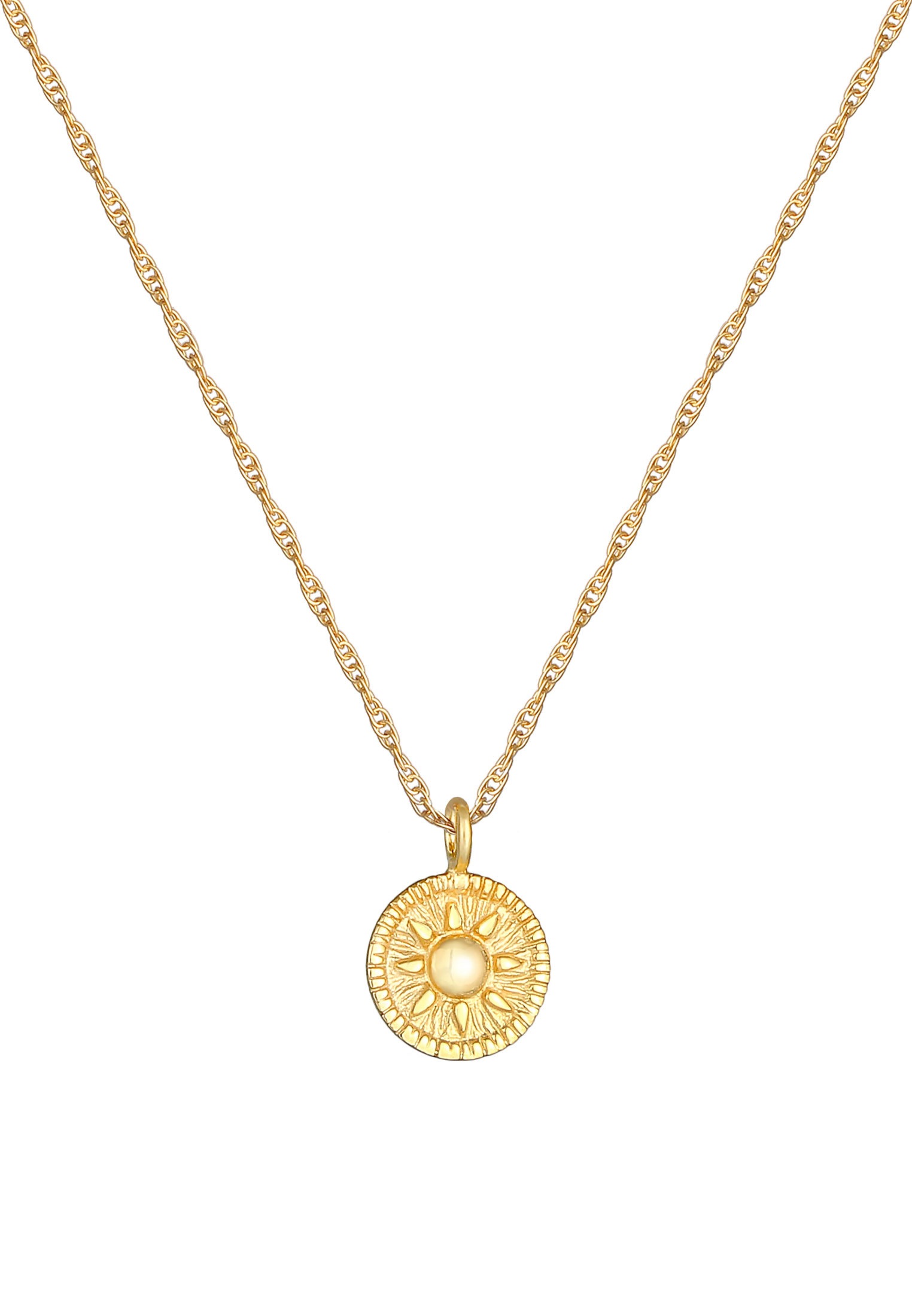 Elli Kette mit Anhänger »Halskette Sonne Antik Coin Rund Kordelkette 925er Silber«
