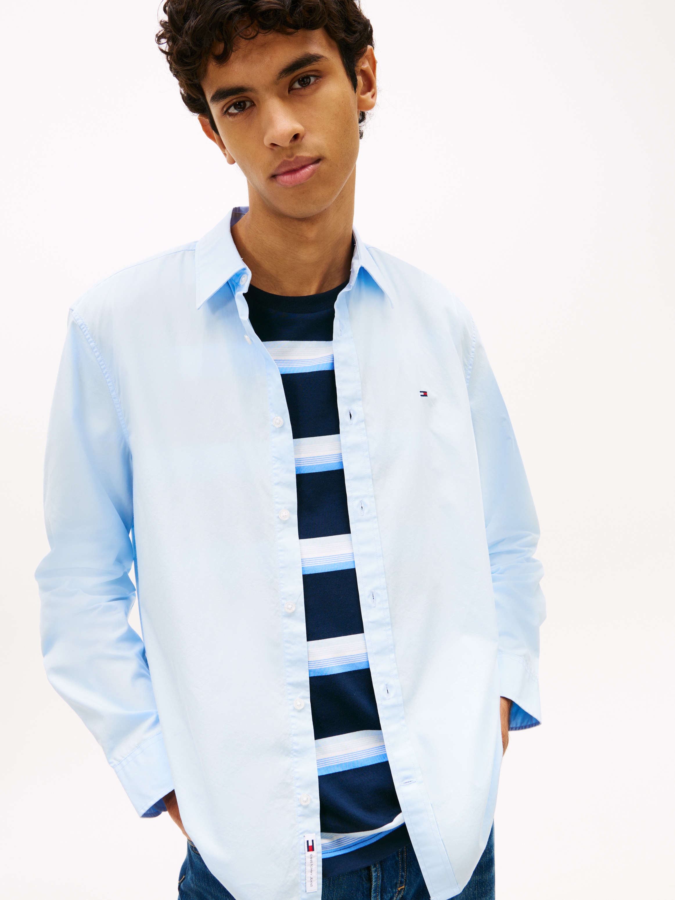 Tommy Jeans Langarmhemd »TJM POPLIN« Regular fit, Kentkragen