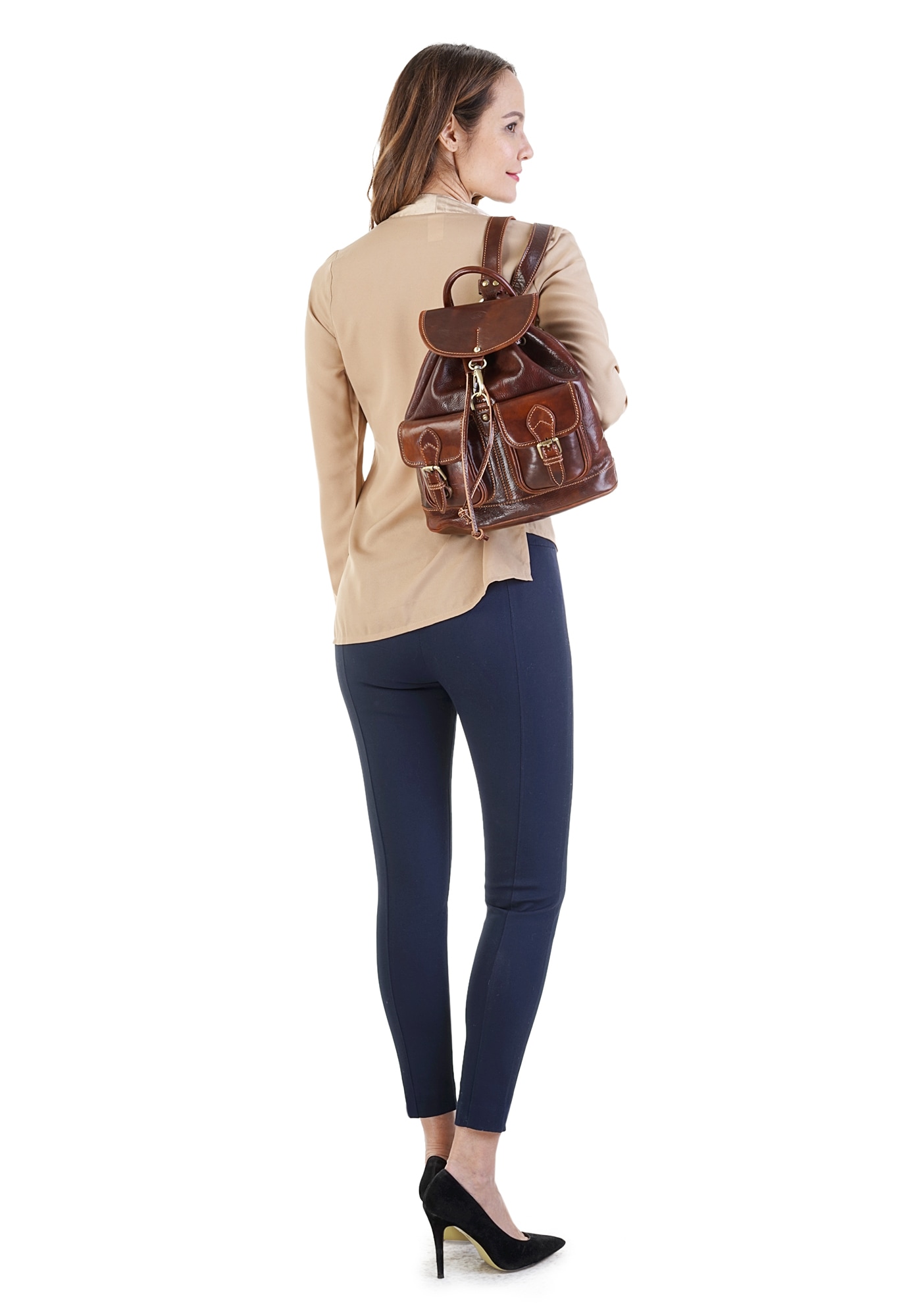 Piké Tagesrucksack, echt Leder, Made in Italy