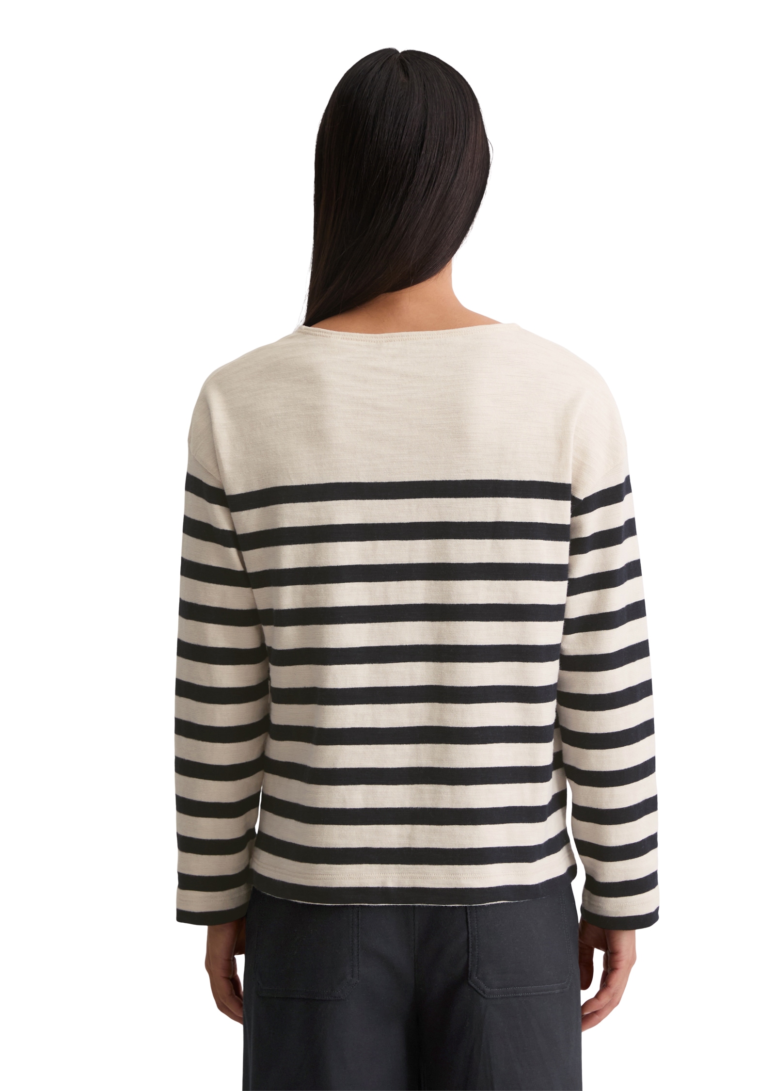 Marc O'Polo Longsleeve relaxed fit,  aus garngefärbtem Heavy-Slub-Jersey, geringelt