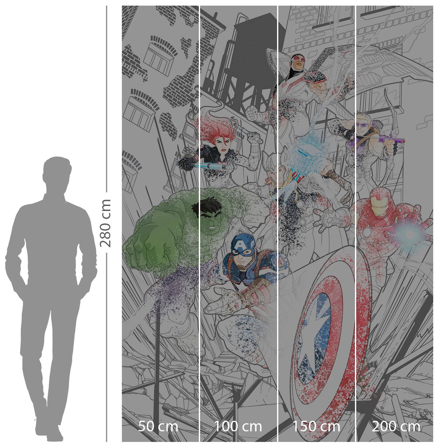 Komar Vliestapete »Digitaldruck Vlies - Avengers Attack - Größe 200 x 280 cm«, bedruckt, Kinderzimmer
