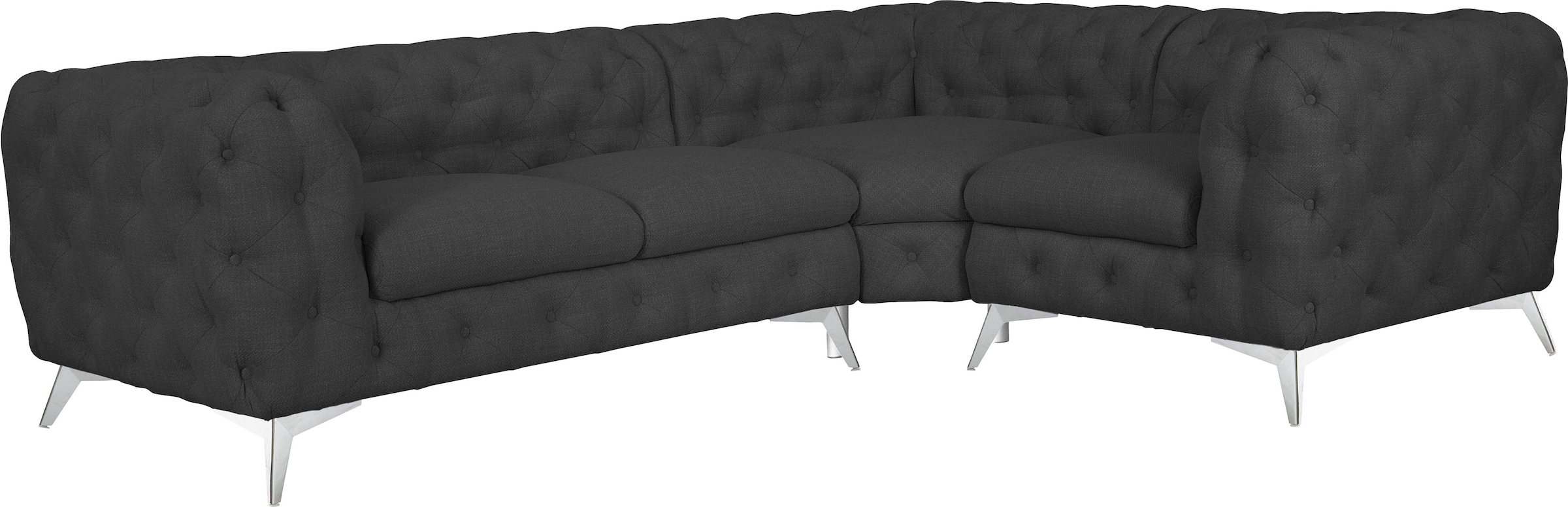 Leonique Chesterfield-Sofa »Glynis L-Form«, aufwändige Knopfheftung, moderne Chesterfield Optik, Fußfarbe wählbar