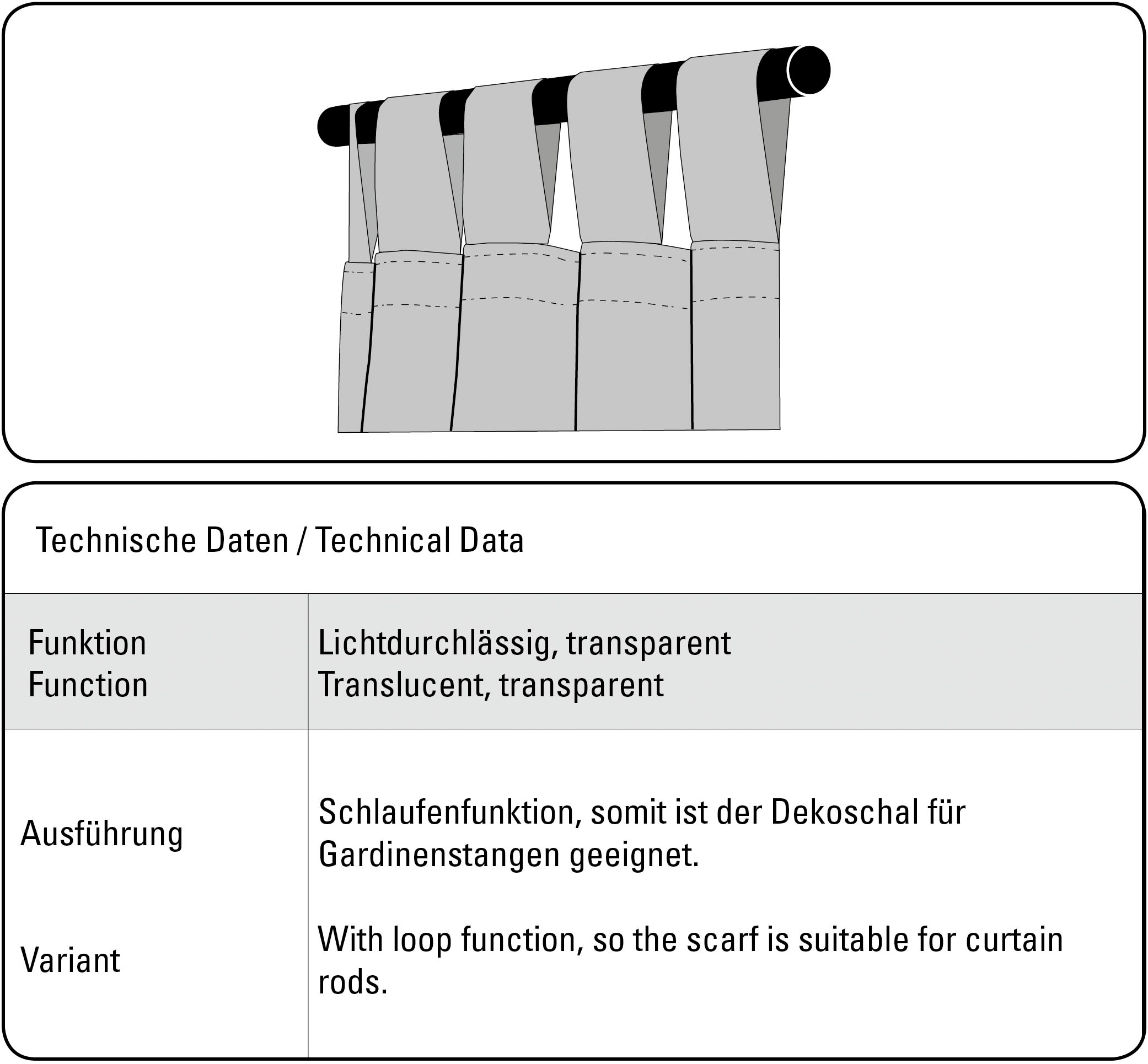 Gardine »Schal Voile Uni«, (1 St.), mit Schlaufen