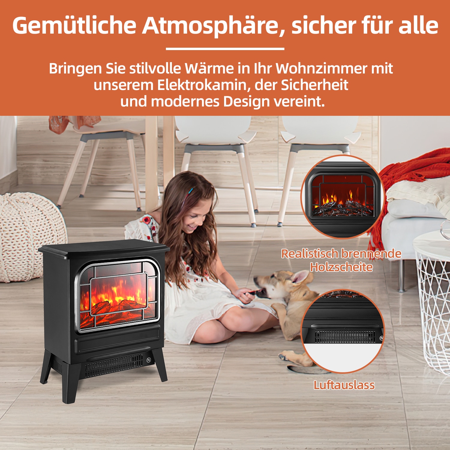 SHX Elektrokamin »Elektrokamin 1950W SHXFP1950 schwarz«