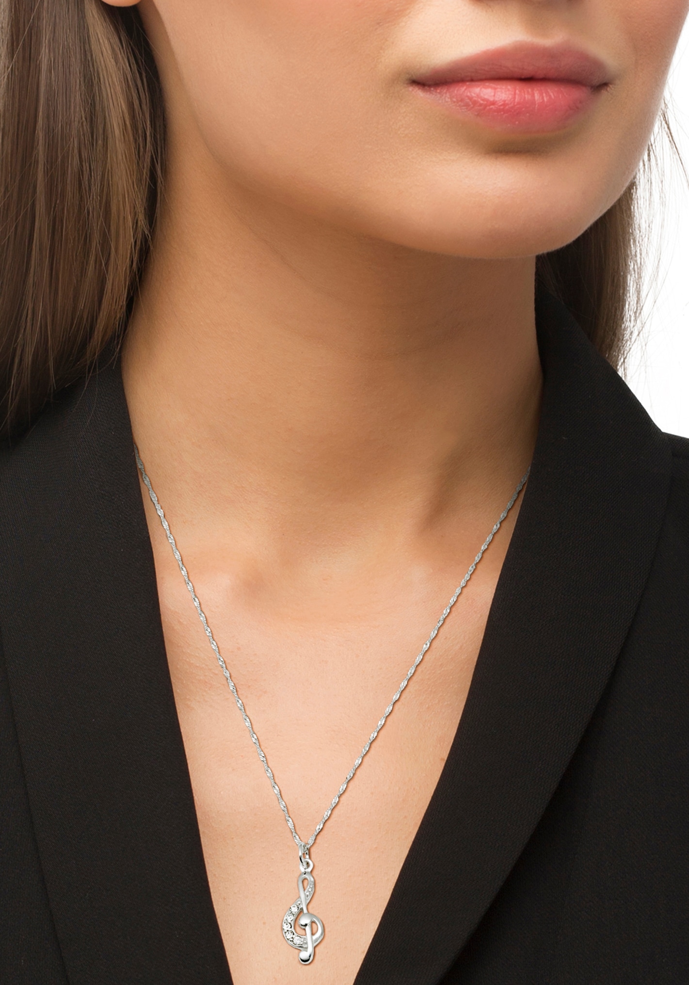 Amor Kette mit Anhänger »Notenschlüssel, 2016036«, mit Zirkonia (synth.)