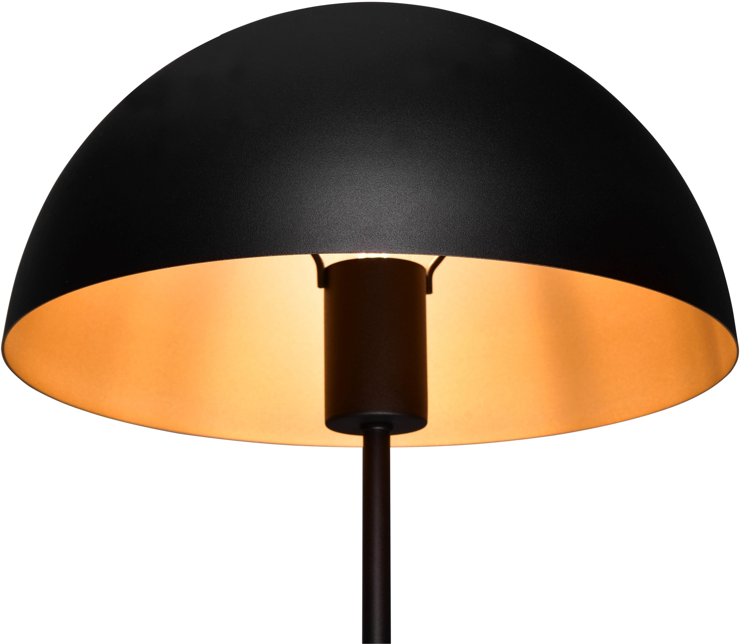 Leonique Tischlampe »MANON, Tischlampe Pilzform Höhe 45cm Ø 30cm, exkl 1x E27 Leuchtmittel«, 1 flammig, Leuchtmittel E27 | Leuchtmittel wechselbar, Schreibtisch Leuchte Schirm innen gold, Schnurschalter mit 180cm Kabel
