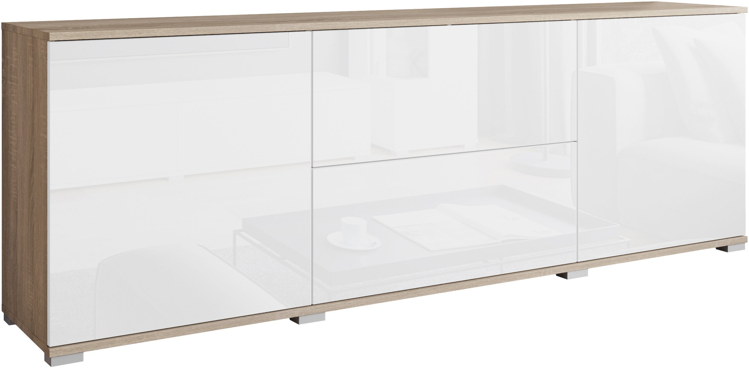 INOSIGN Lowboard »Kenia«, (1 St.), 2 Türen, 2 Schubladen, Breite 180 cm, höhenverstellbare Einlegeböden