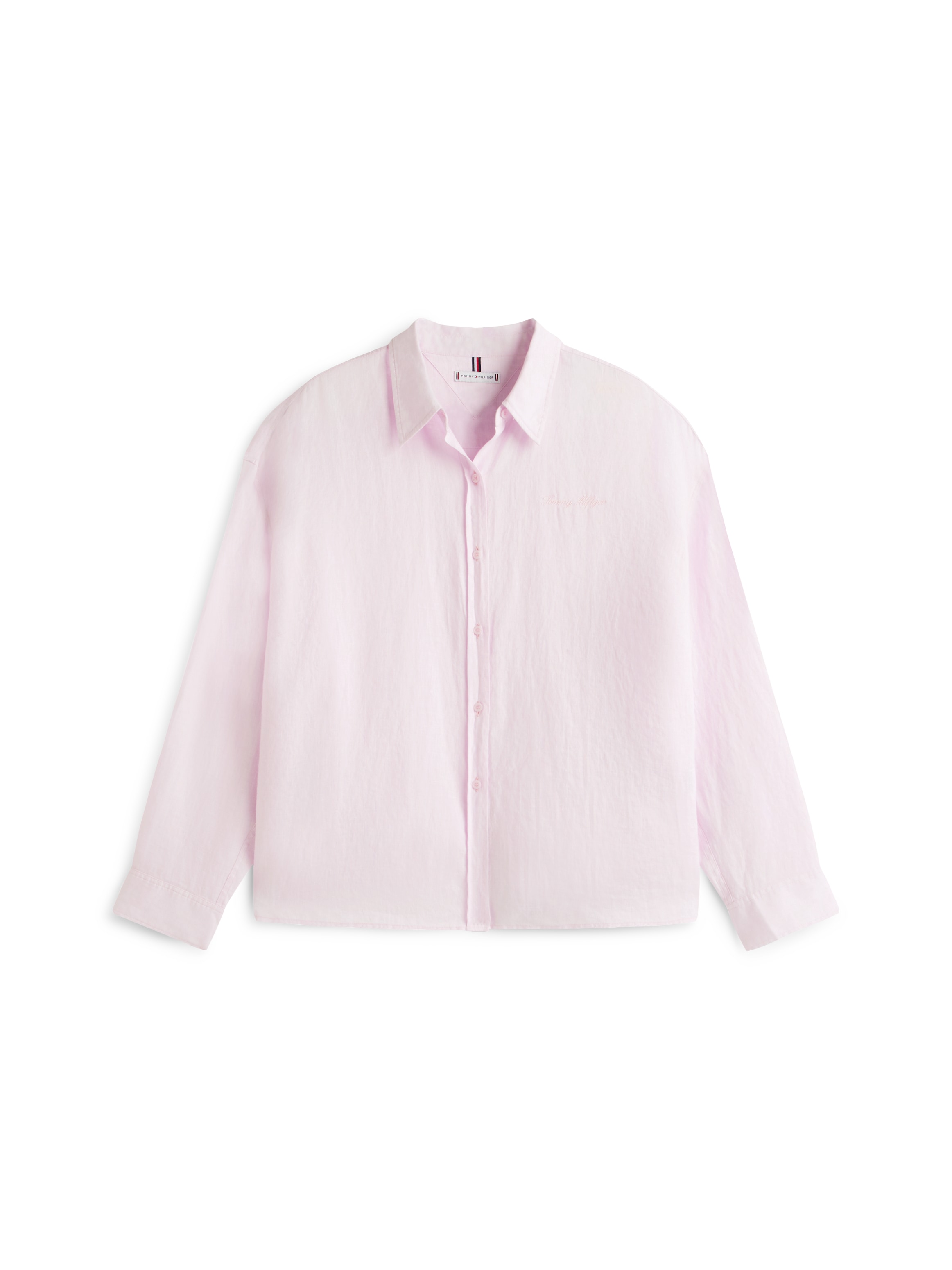 Tommy Hilfiger Curve Langarmbluse »CRV ESS LINEN ROUND HEM SHIRT« in großen Größen, oversize