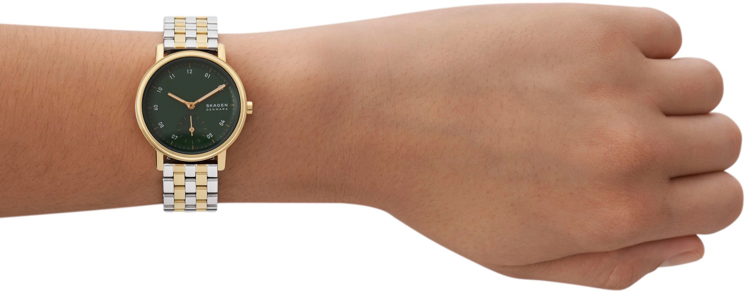 Skagen Quarzuhr »KUPPEL LILLE«, Armbanduhr, Damenuhr, dezentrale Sekunde, Edelstahlarmband