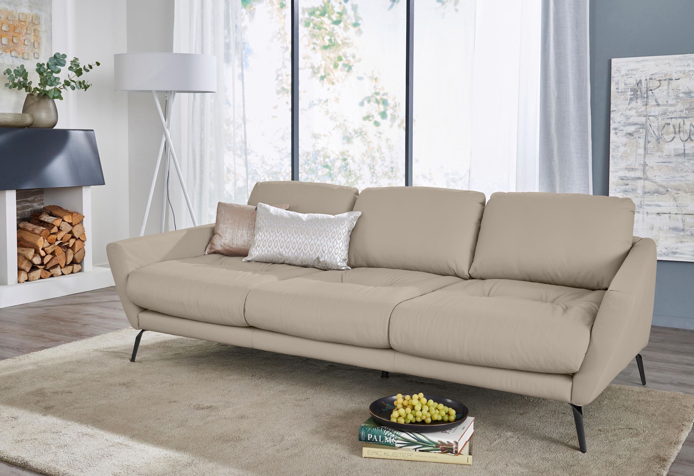 W.SCHILLIG Big-Sofa »softy«, mit dekorativer Heftung im Sitz, Füße schwarz pulverbeschichtet
