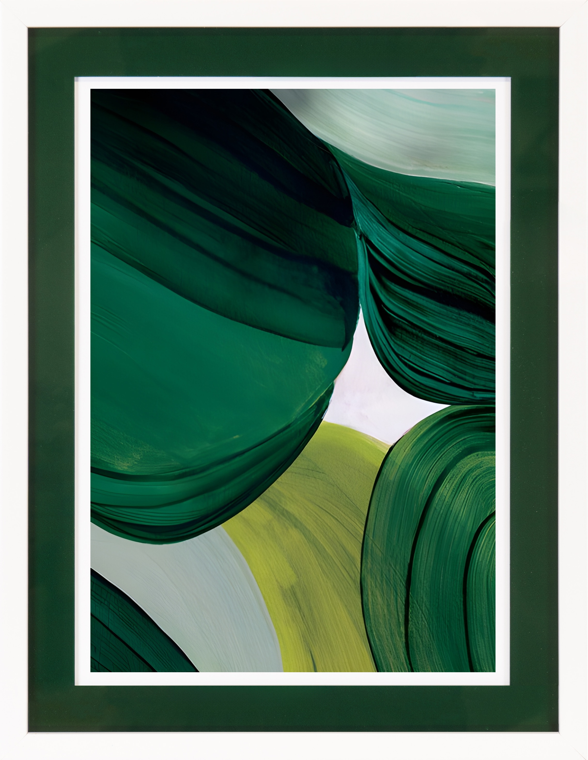 queence Bild mit Rahmen »Abstrakt, dunkelgrün, Blätter« Abstrakt | Abstrakte | Art | Kunst | Modern 1 Stk. tlg. Poster mit buntem Acrylglas Passepartout