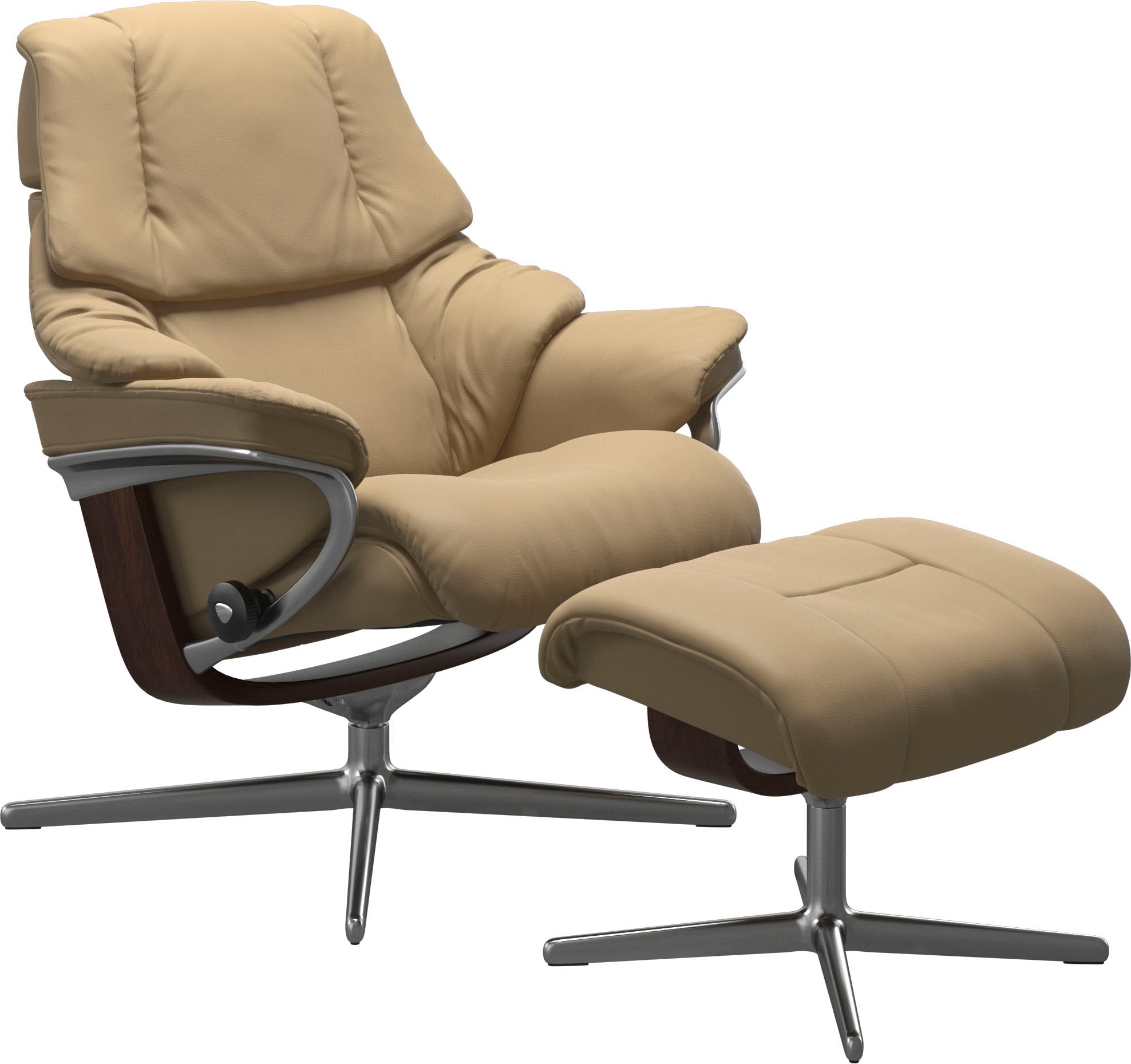 Stressless® Relaxsessel »Reno«, (Set, Relaxsessel mit Hocker), mit Hocker, mit Cross Base, Größe S, M & L, Holzakzent Braun