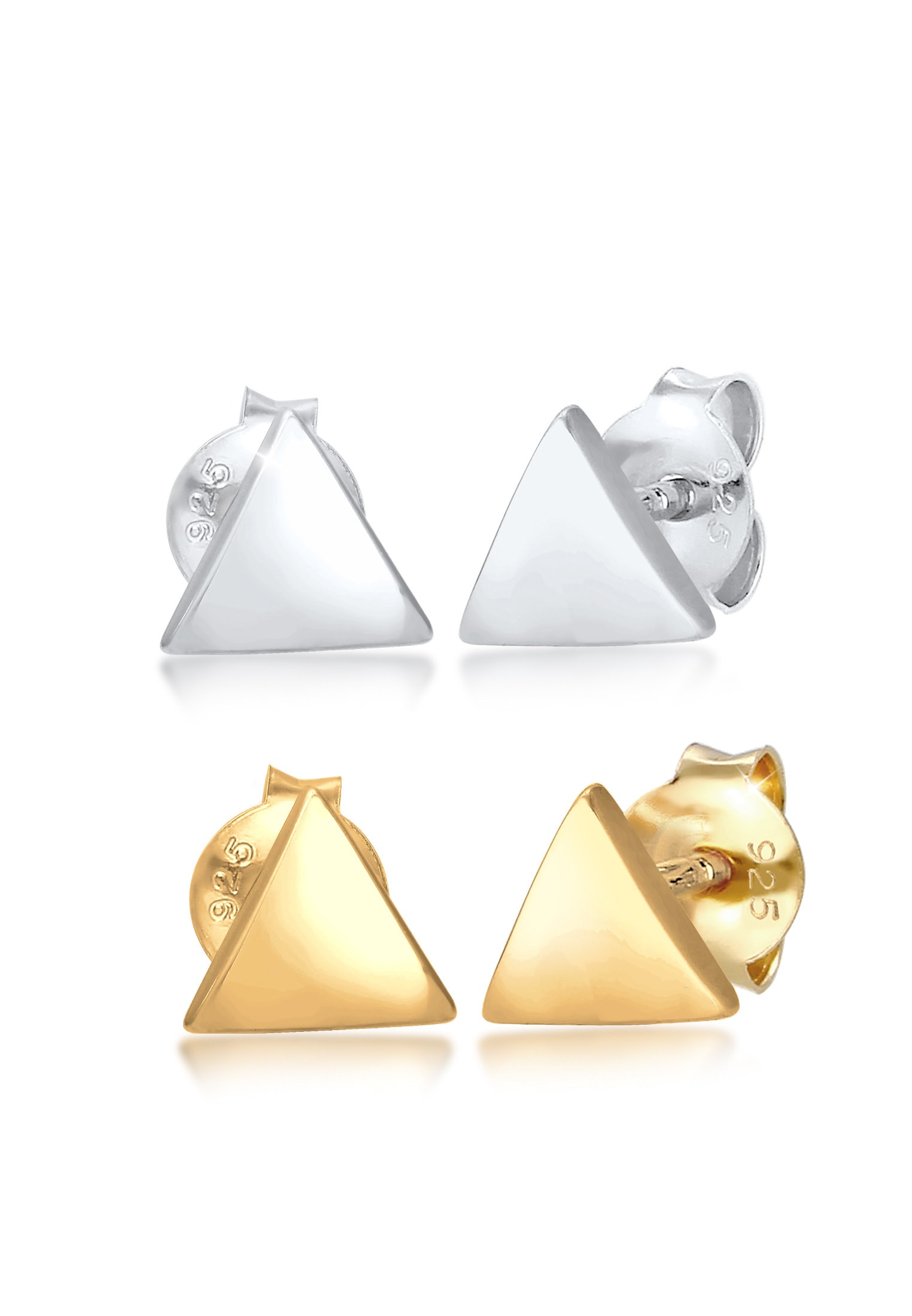 Elli Ohrstecker-Set »Ohrringe 2er Set Dreieck Geo Bicolor Minimal 925 Silber«