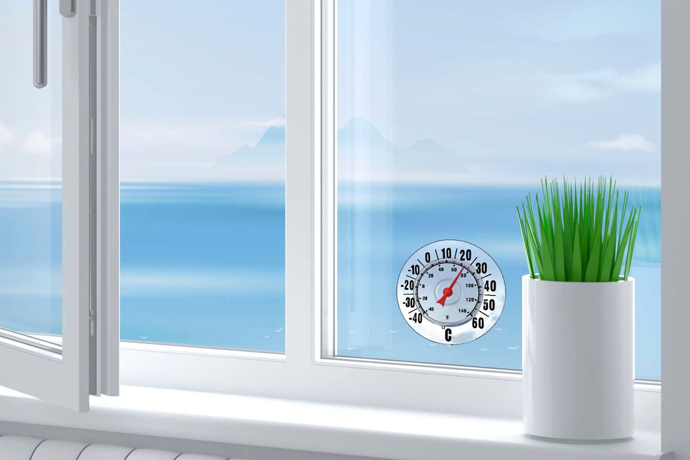 Maximex Fensterthermometer mit Saugnapf, für den Außenbereich