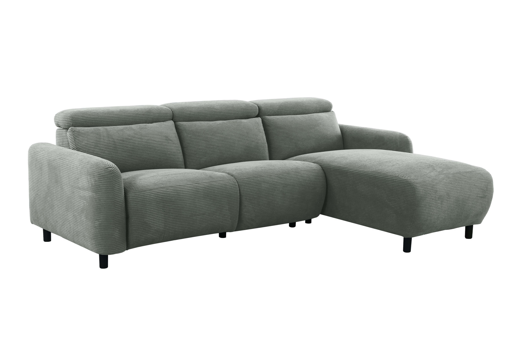 Home affaire Ecksofa »SKAANE in Cord, L-Form, 274 cm, manuelle u. elektrische Funktion,«, rundes Design, Kopfteilverstellung, Federkernpolsterung