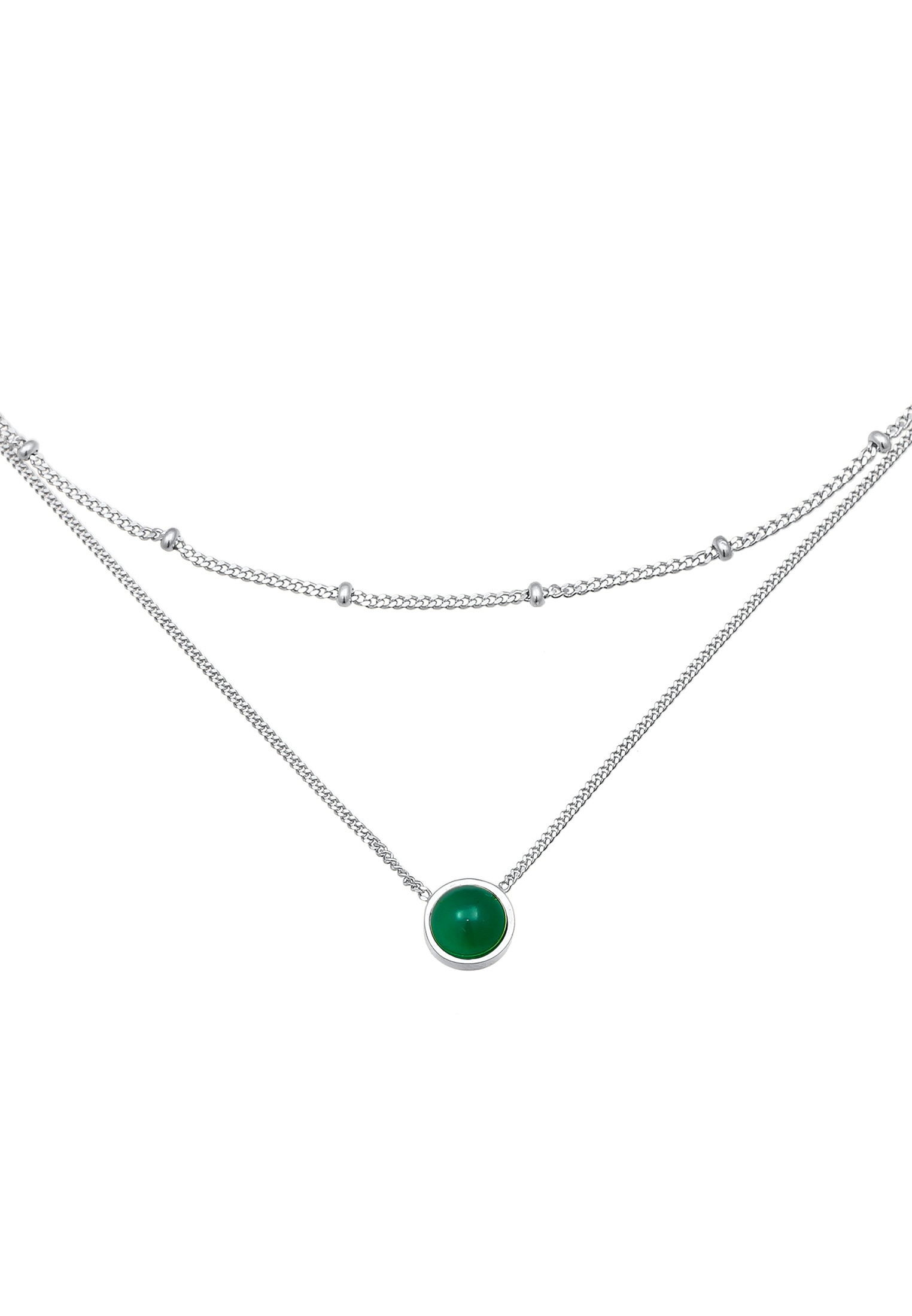 Elli Premium Silberkette »Halskette Choker Layer Achat Kugelkette 925 Silber«