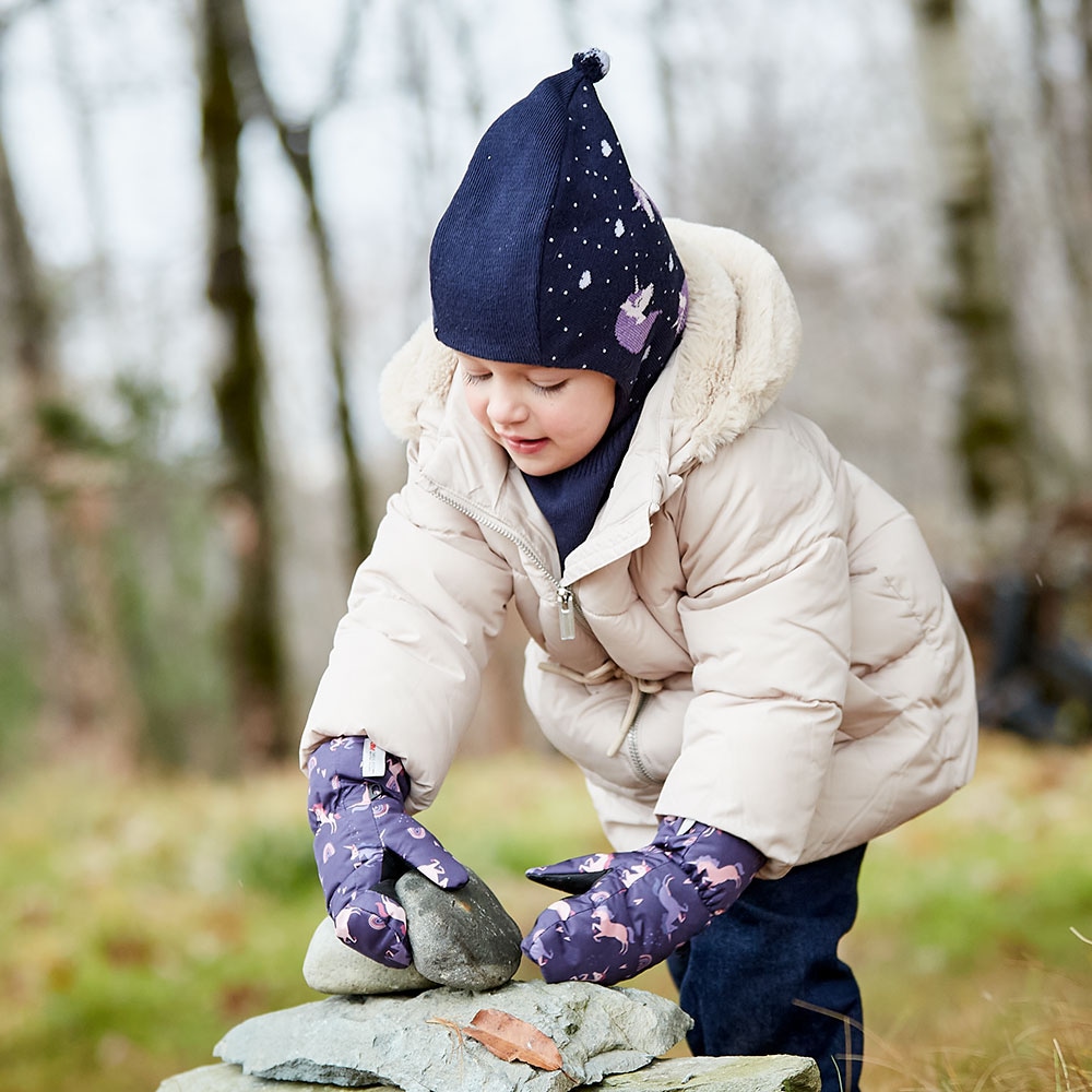 MAXIMO Schlupfmütze , Baumwolle, gefüttert, im Einhorn-Design, verlängertes Halsteil