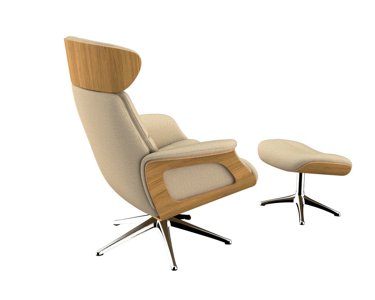 FLEXLUX Relaxsessel »Clement Rücken u. Kopfverstellung, ergonomisch, Airchannels«, Rücken- & Kopfteilverstellung, Drehbar, Armlehne Eiche, Fuß Alu