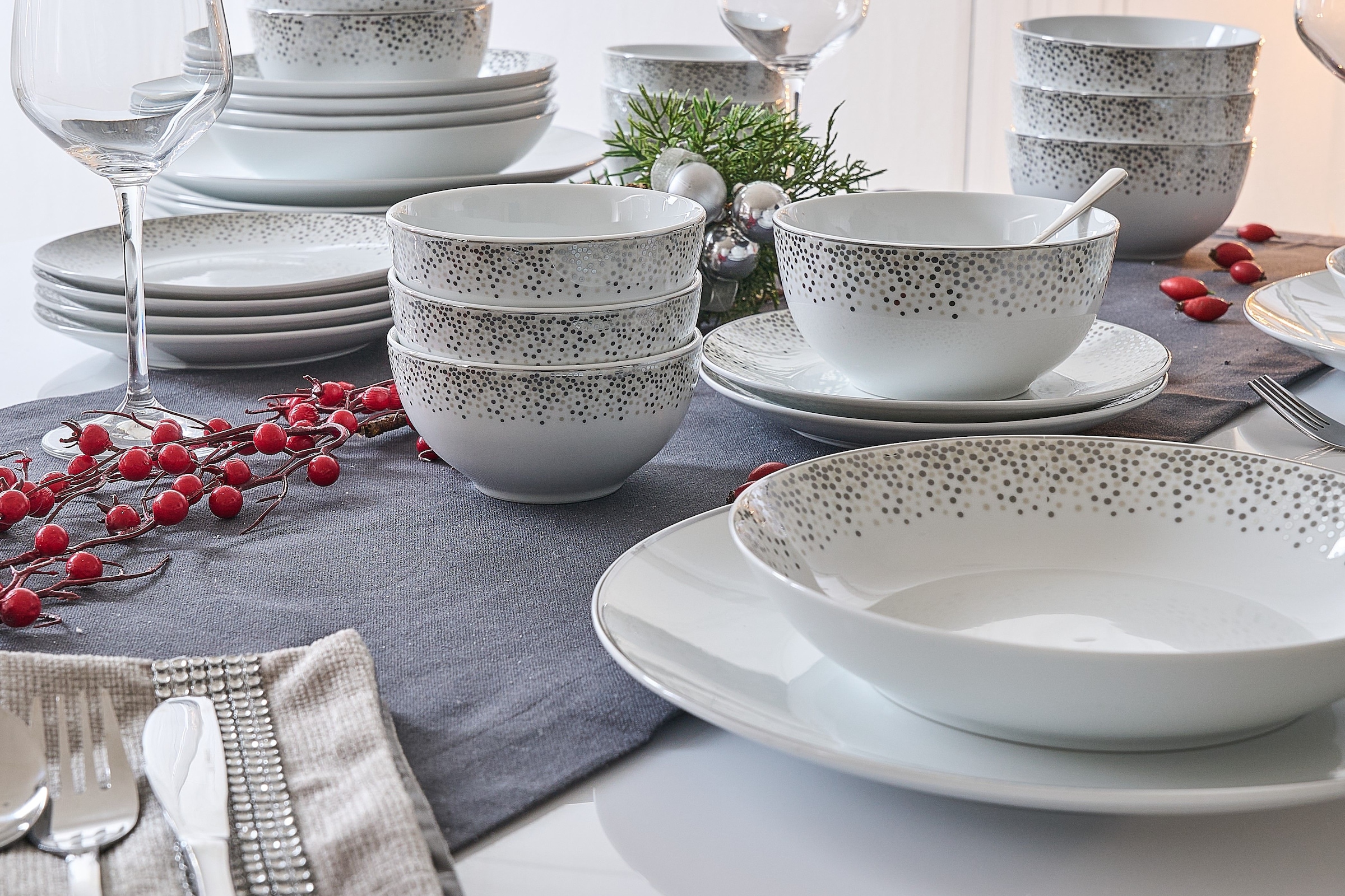 Retsch Arzberg Kombiservice »Dusty« dezentes Dekor auf schlichtem Weiß