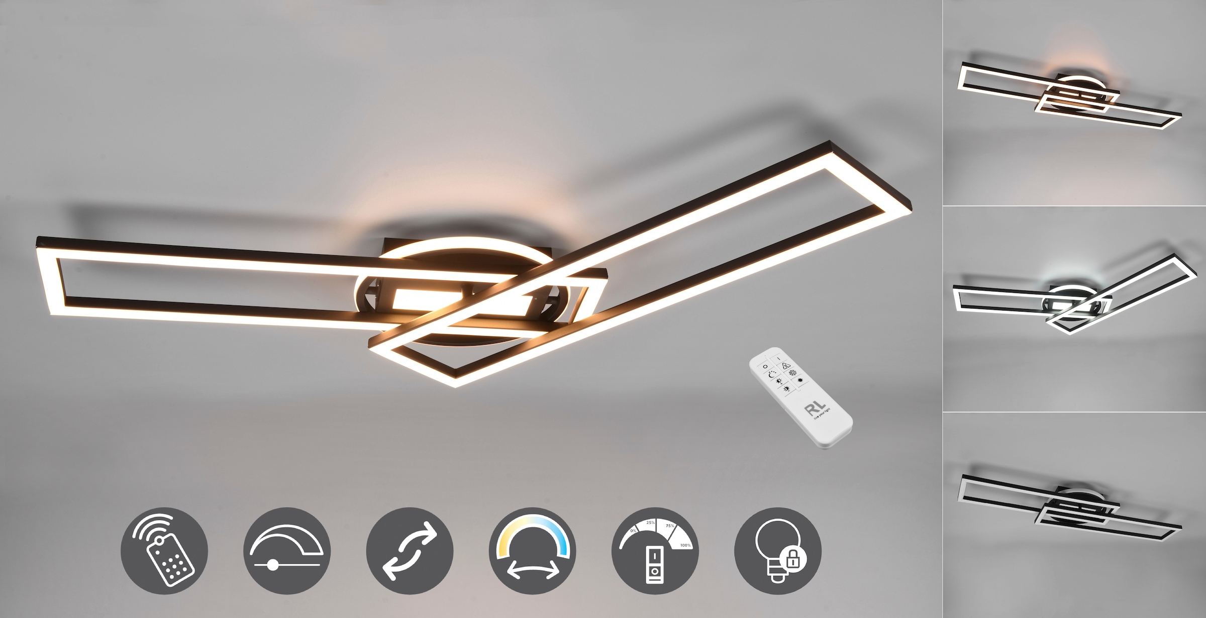 TRIO Deckenlampe »Twister«, einstellbar 1 Fernbedienung LED Deckenleuchte Memory Lumen 4500 bei OTTO Lichtfarbe flammig-flammig, Leuchten