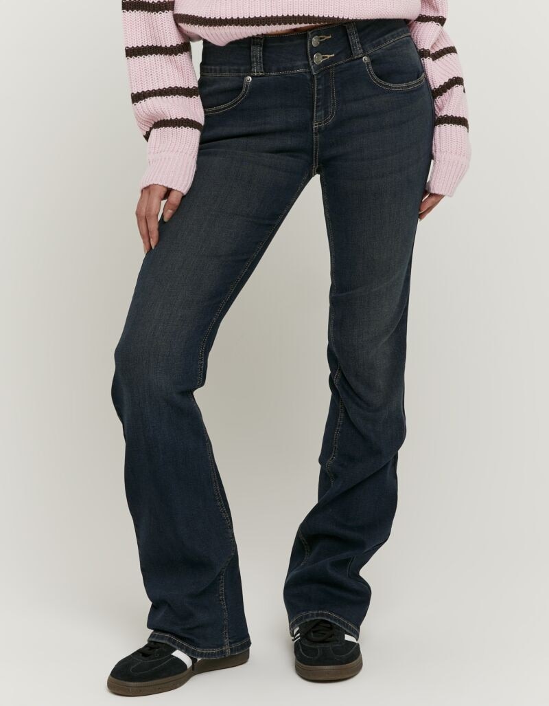 Tally Weijl Bootcut-Jeans »SPADECYNTIA« Baumwollmischung, Low Waist, mit doppeltem Knopf am breiten Bund