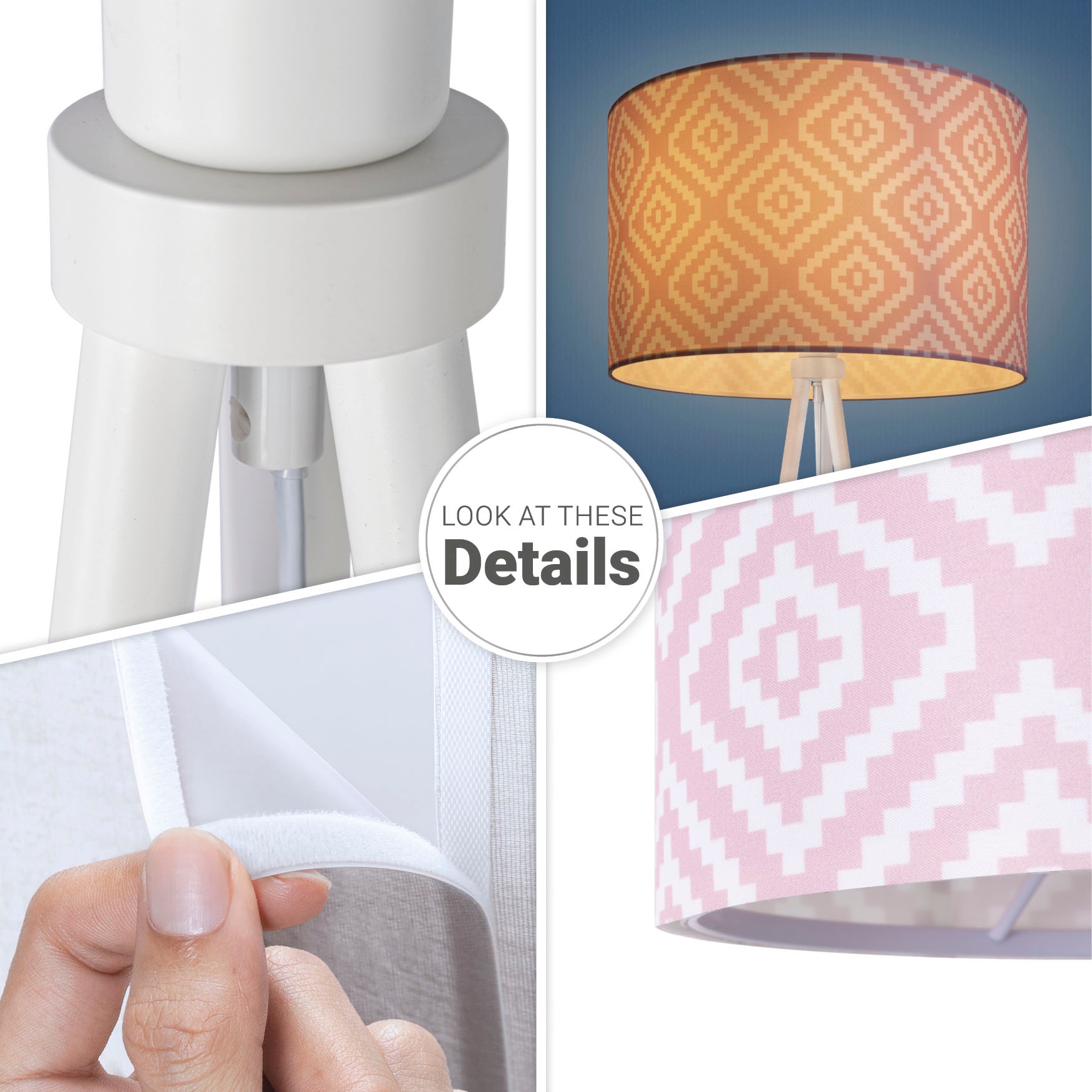Paco Home Stehlampe »Trina Stella«, Leuchtmittel E27 | ohne Leuchtmittel, Dreibein Modern Stofflampenschirm Vintage Design Textil Wohnzimmer