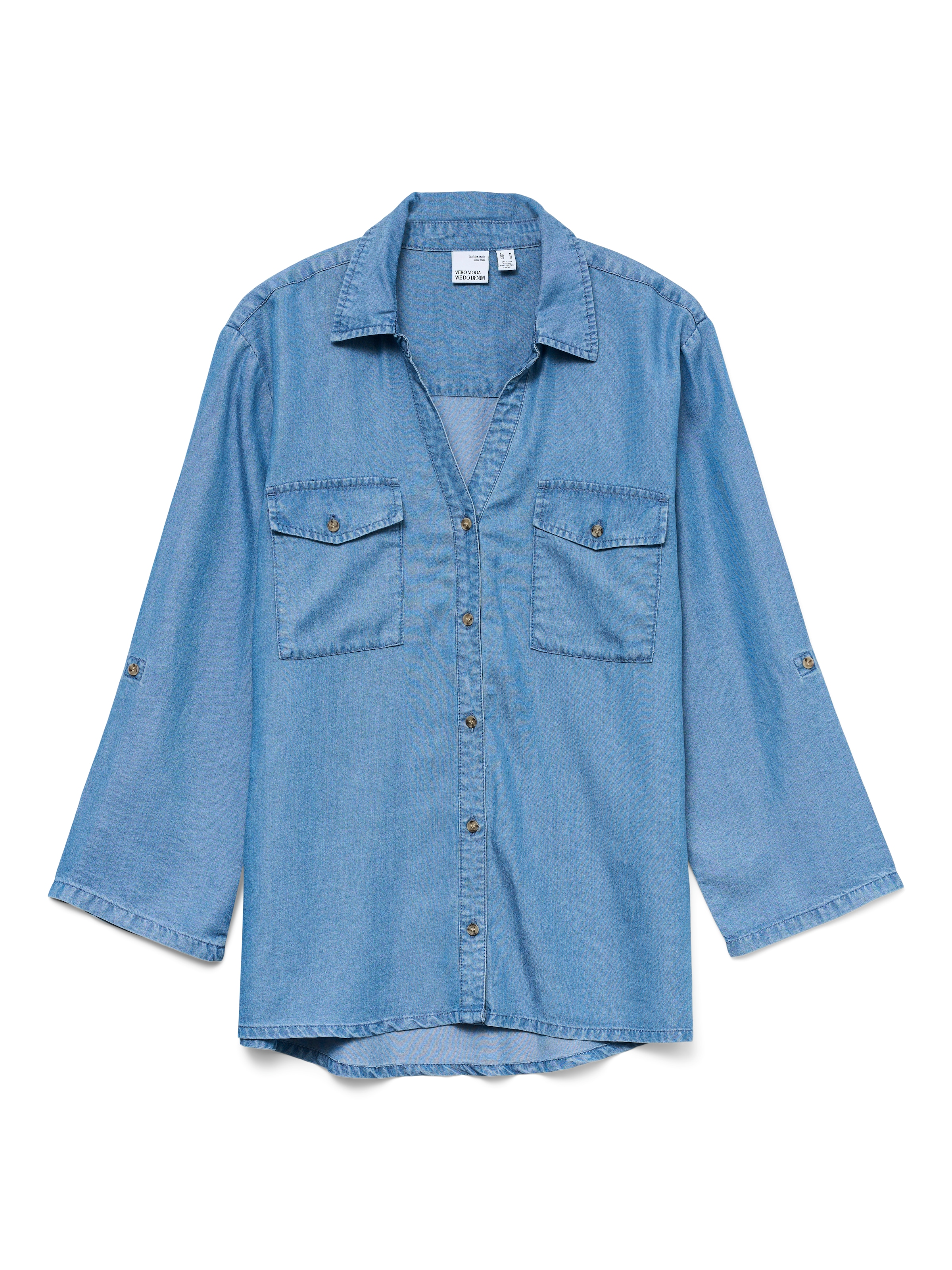 Vero Moda Hemdbluse »VMBREE 7/8 SLEEVE LOOSE TENCEL SHIRT GA«, im Denim-Look und mit Riegel am Arm