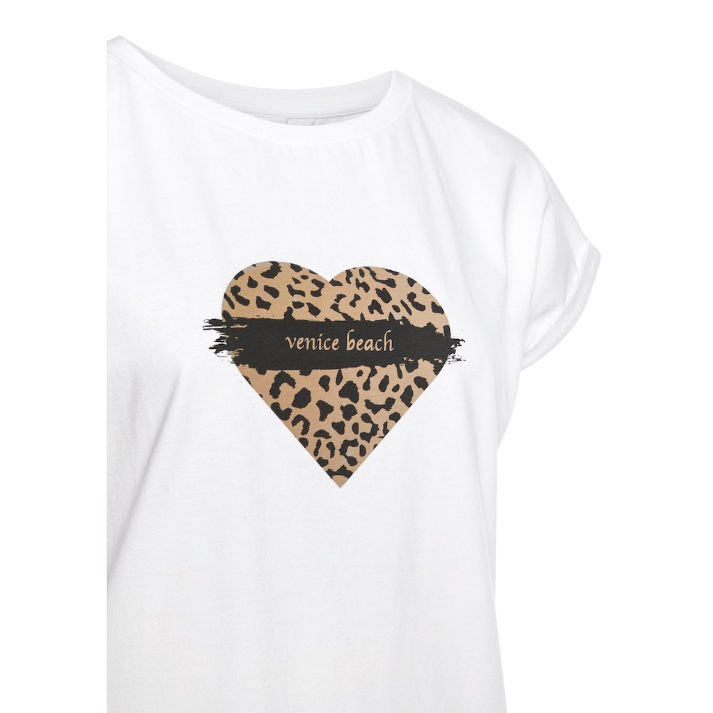 Venice Beach Kurzarmshirt, mit Frontprint, T-Shirt aus Baumwolle, lockere Passform