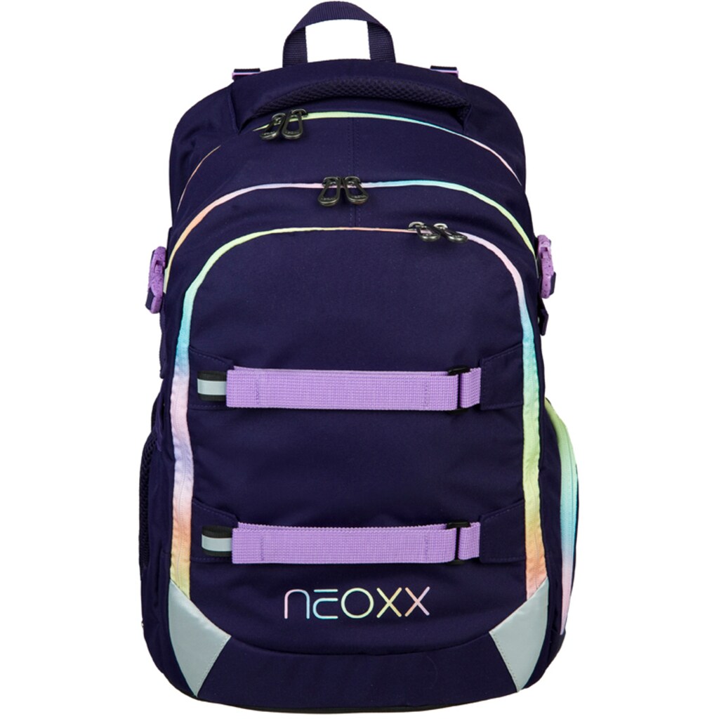 neoxx Schulrucksack »Active, Mindful Magic«, reflektierende Details, aus recycelten PET-Flaschen; inklusive Schlamperetui
