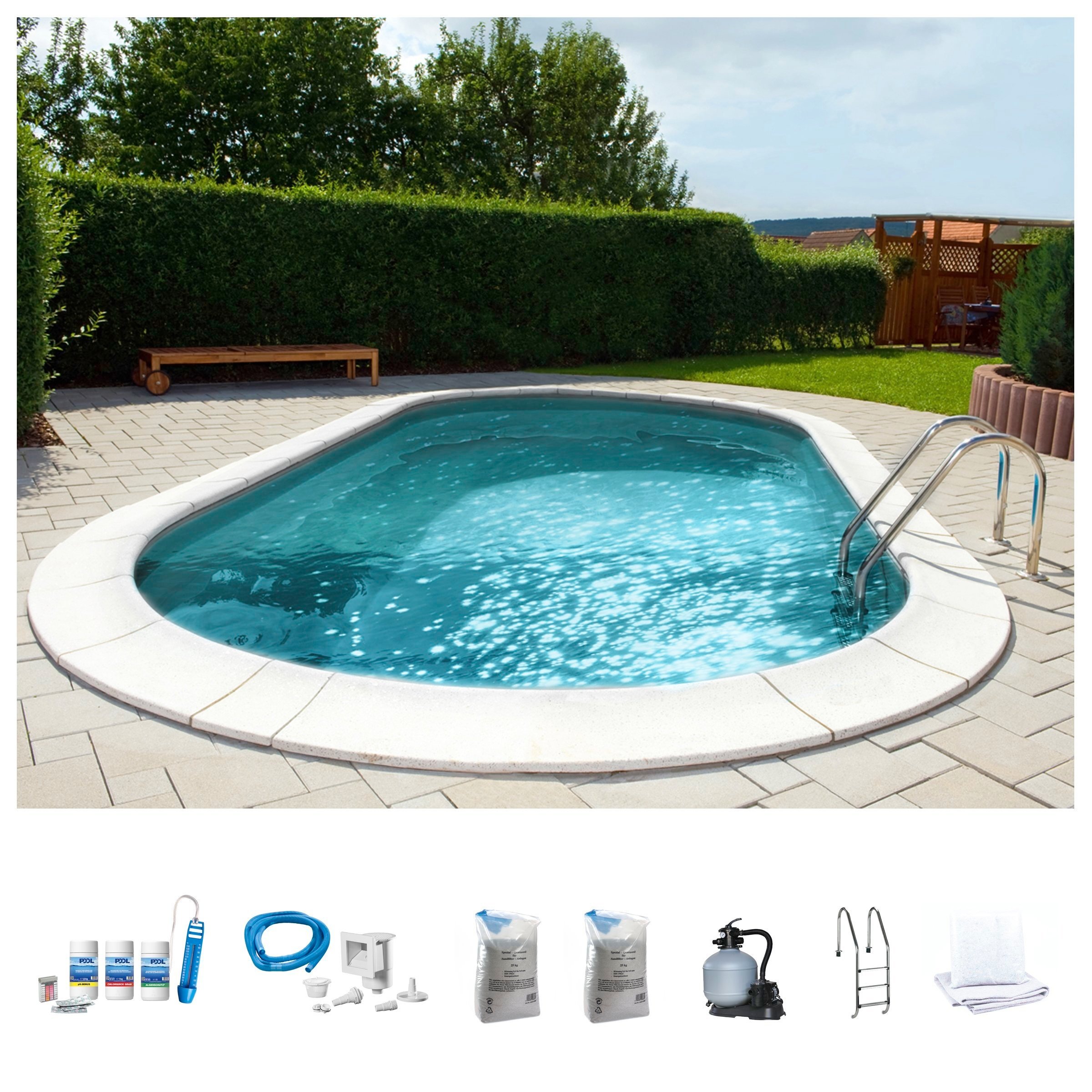 BWT MY POOL Ovalpool, (Set, 7 tlg.), BxLxH: 400x800x150 cm