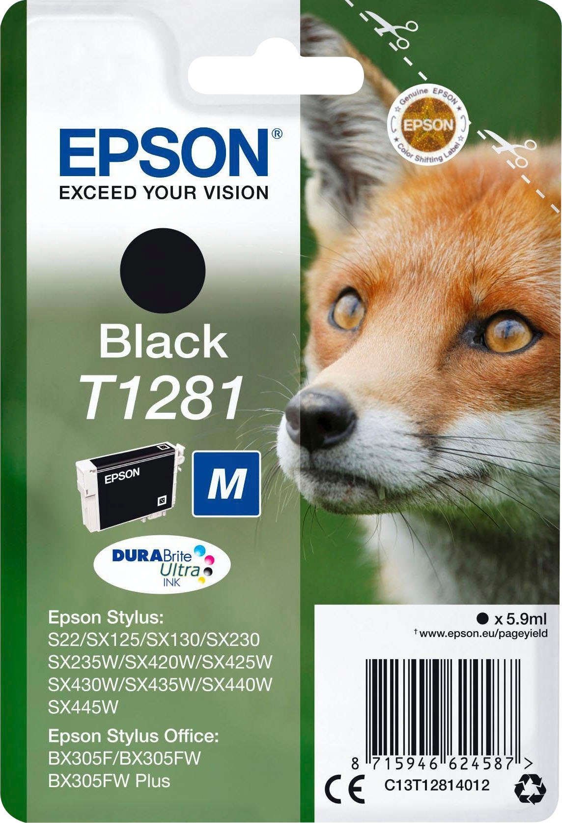 Epson Tintenpatrone »T1281, C13T12814012«, original Druckerpatrone T1281 schwarz