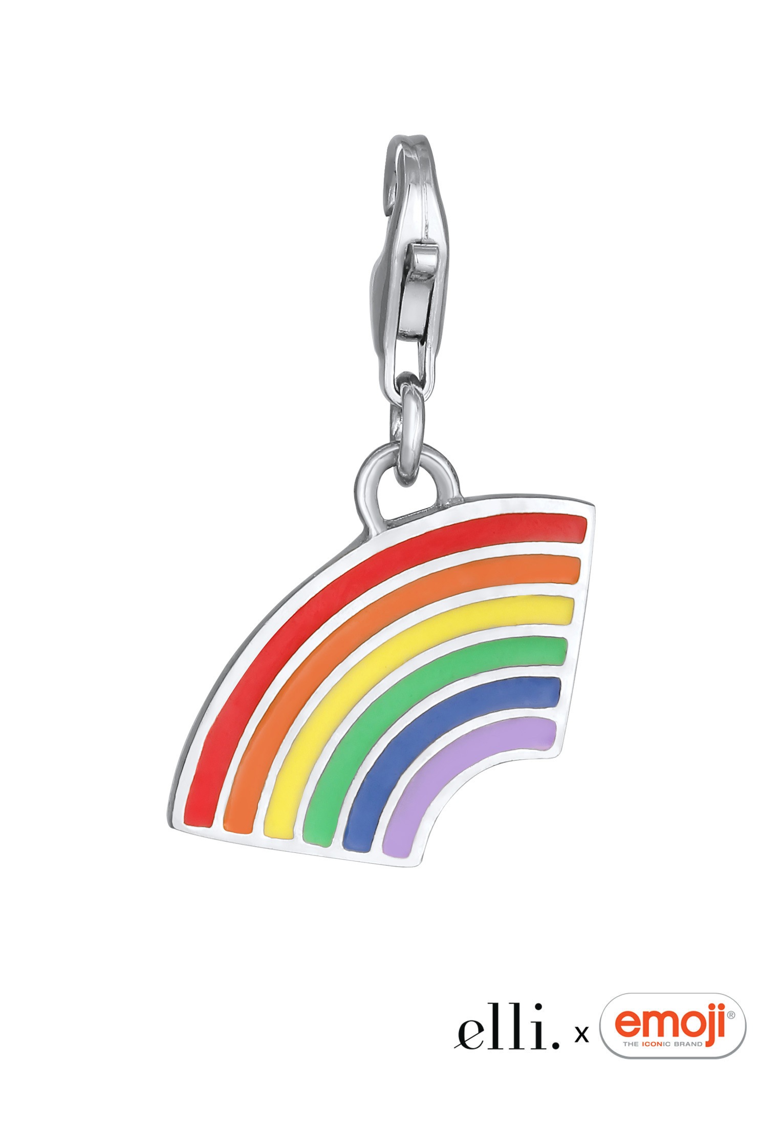 Elli Charm-Einhänger »Charm Anhänger Emoji Regenbogen Emaille 925 Sterling Silber«