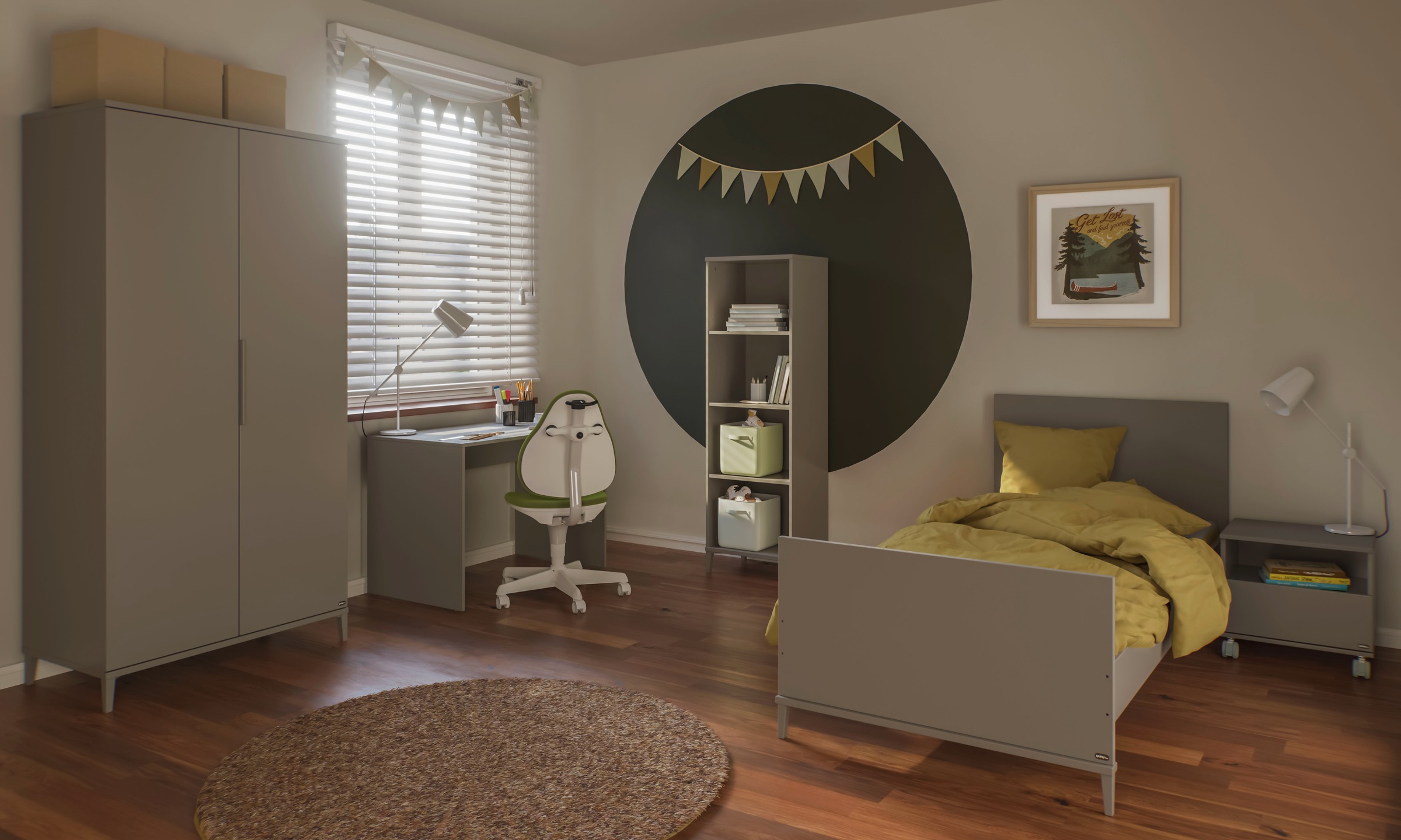 YUNY by PAIDI Kinderbett »BROTHER STU«, (B/H/T ca. 207x96x91cm, Taupe), yuny by PAIDI
