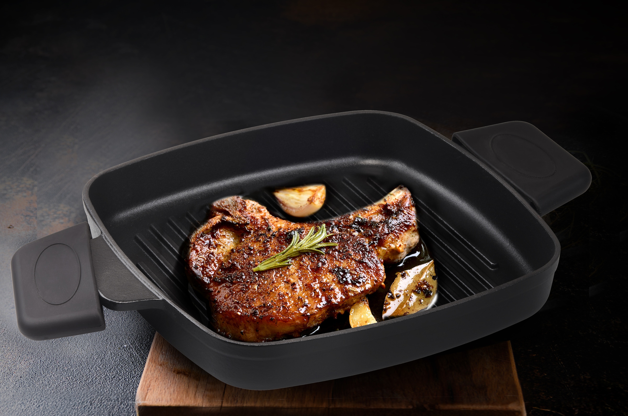 Hanseatic Grillpfanne »hanseatic« Gusseisen 2 Stk. tlg. inkl. Steakpresse und Griffschutz für Induktion