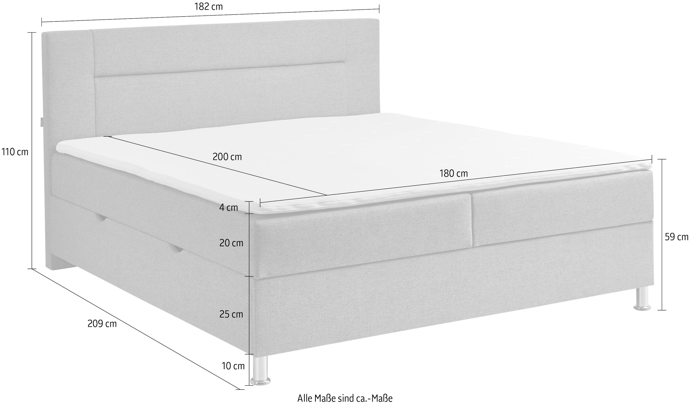 INOSIGN Boxbett »Escalon mit Bettkasten, inkl. Topper«, erhältlich in den Breiten 120x200cm und 180x200cm