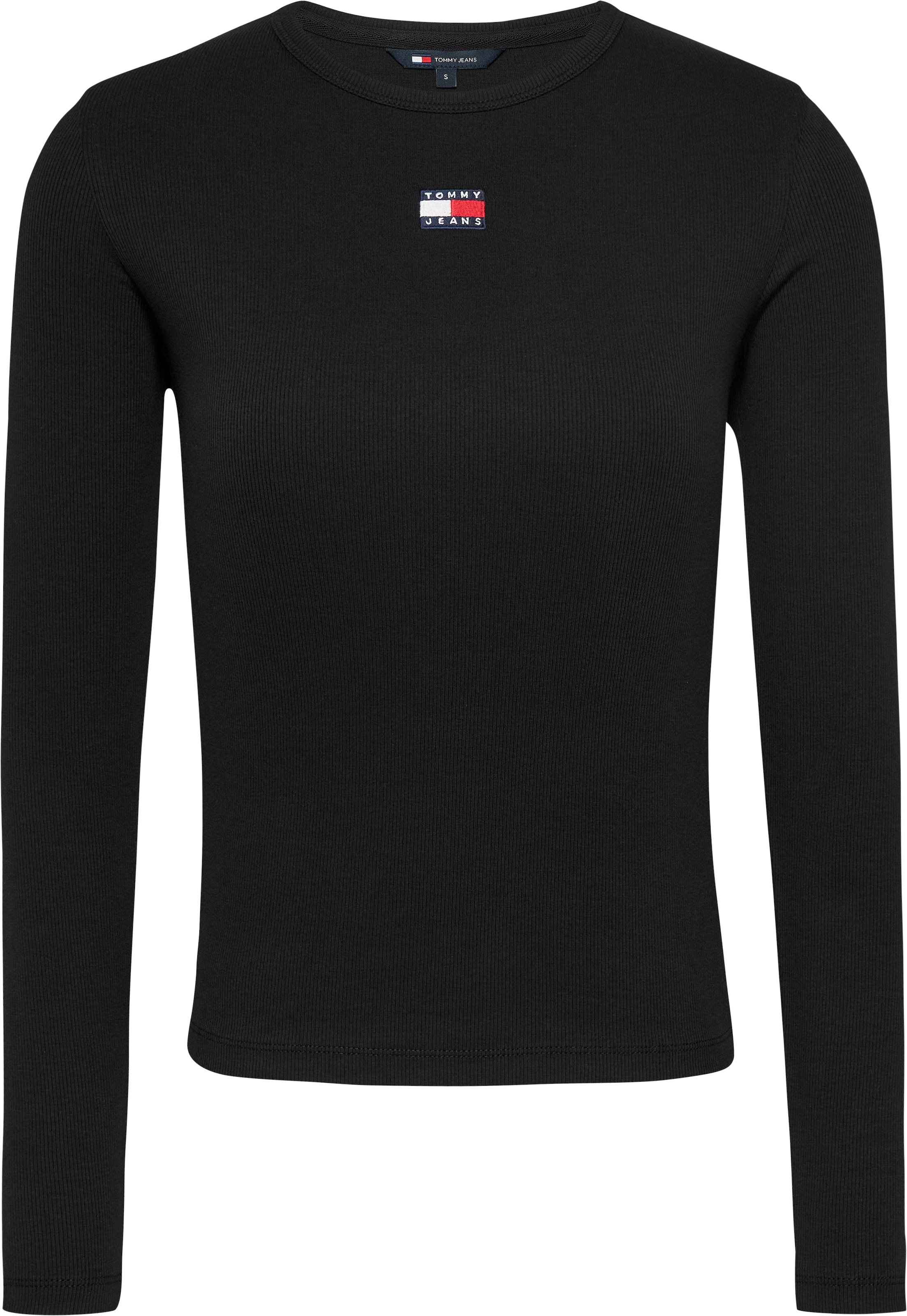 Tommy Jeans Curve Langarmshirt »TJW SLIM LS BADGE TEE EXT«, in Großen Größen, Badge, Langarm