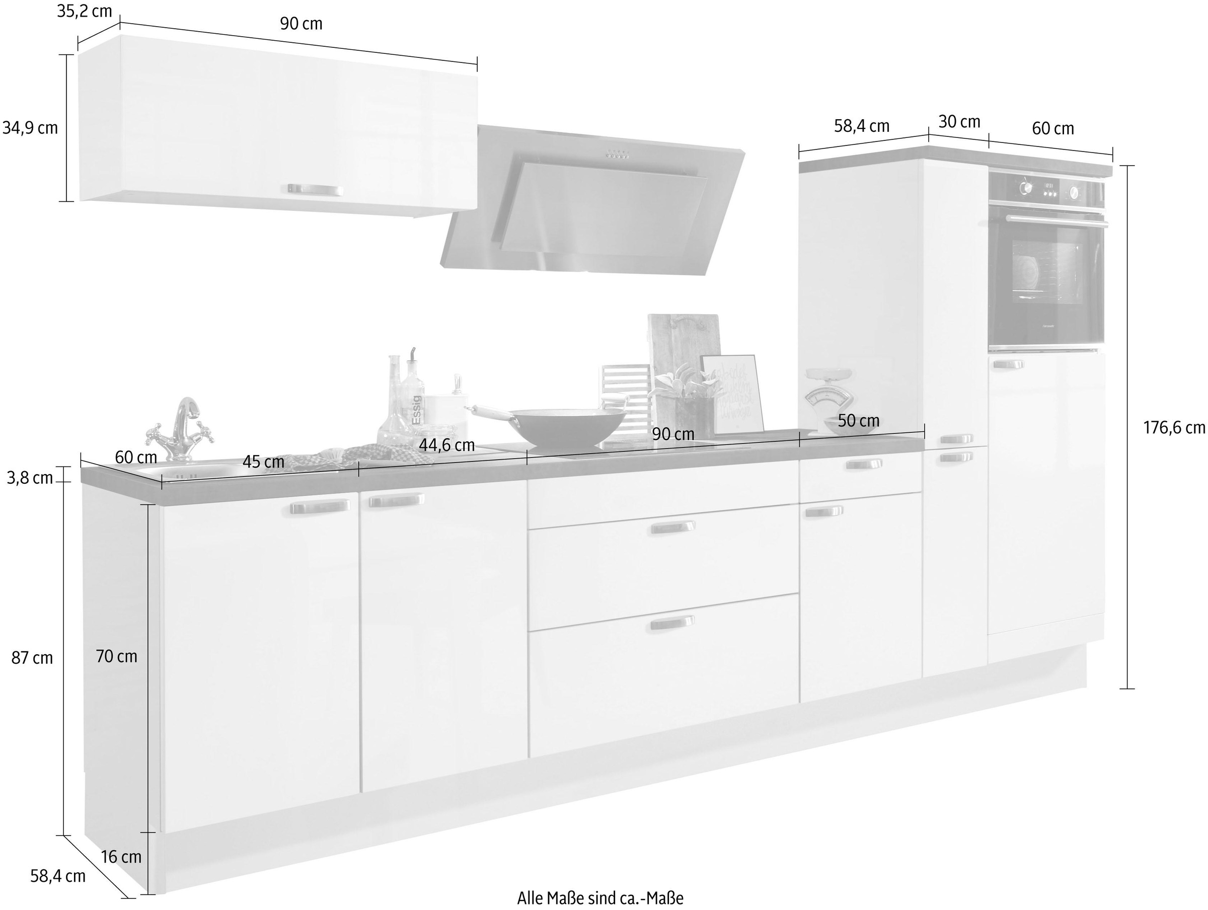 KOCHSTATION Küchenzeile »KS-Cara«, Vollauszüge und Soft-Close-Funktion, Breite 320 cm