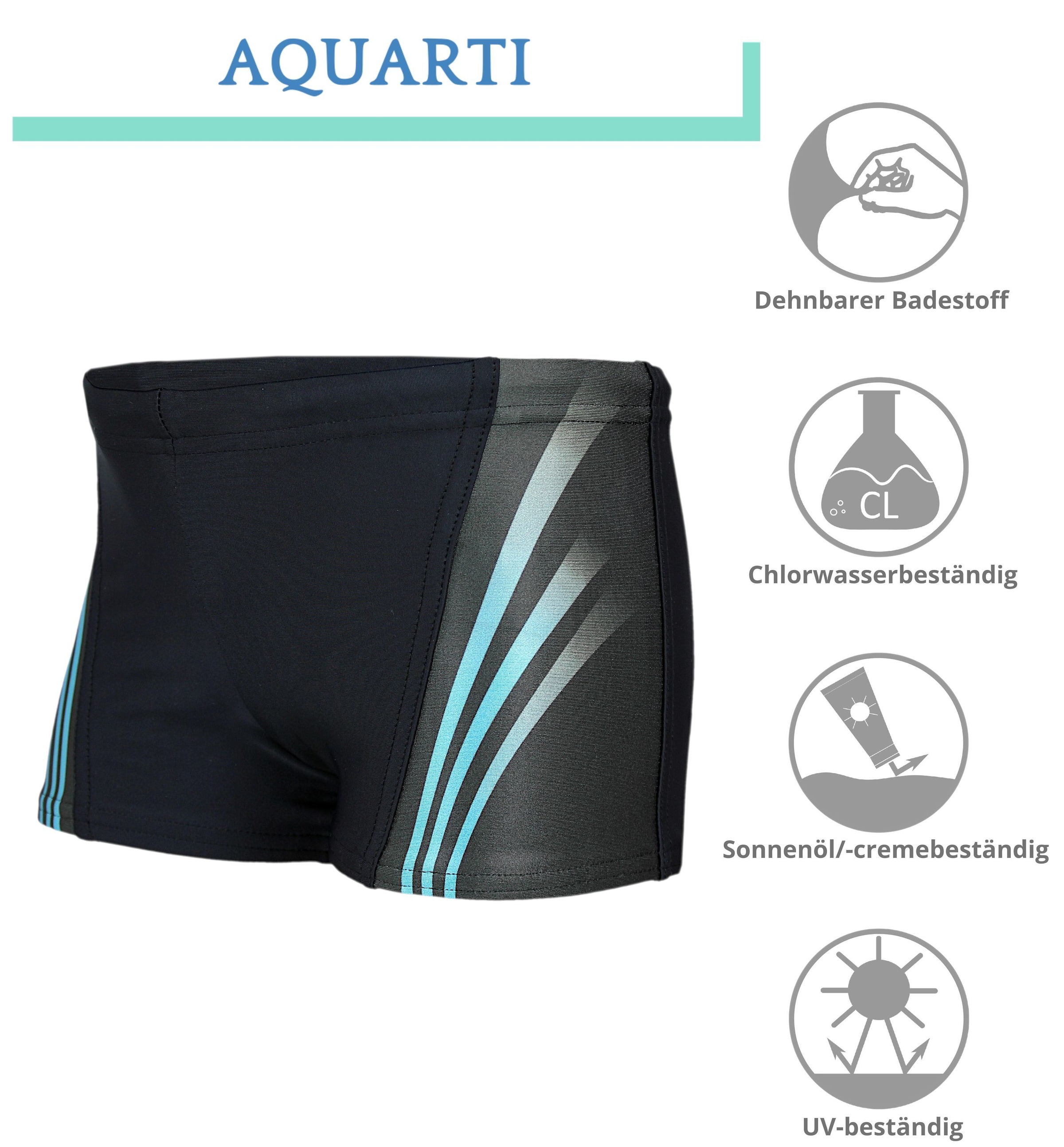 AQUARTI Badehose »Badehose Jungen Schwimmhose Kontrastfarbige Einsätze«