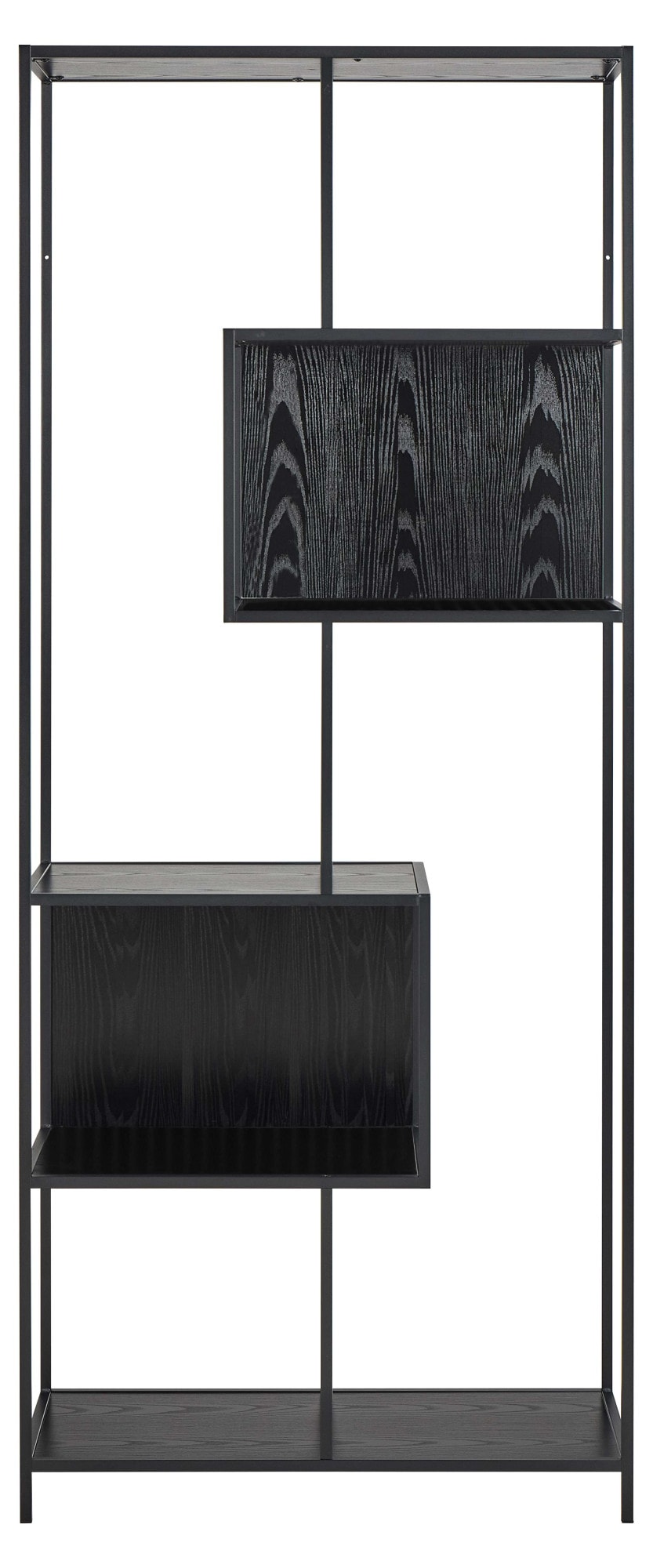 ACTONA GROUP Bücherregal »Seaford, Standregal, Regal, Raumteiler« 77x35x185 cm,  schwarzer Stahlrahmen, 5 Regale, Wendemodul, Breite 77 cm