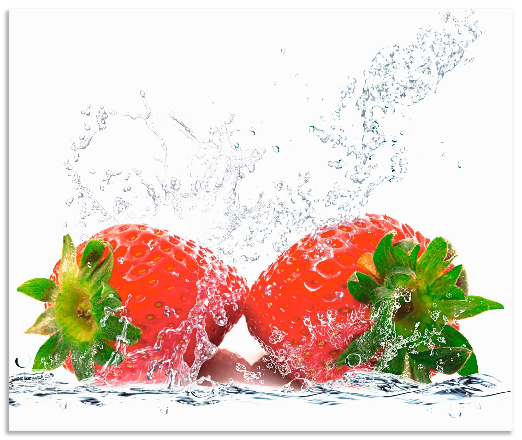 Küchenrückwand »Erdbeeren mit Spritzwasser«, (1 tlg.), Alu Spritzschutz mit Klebeband,...
