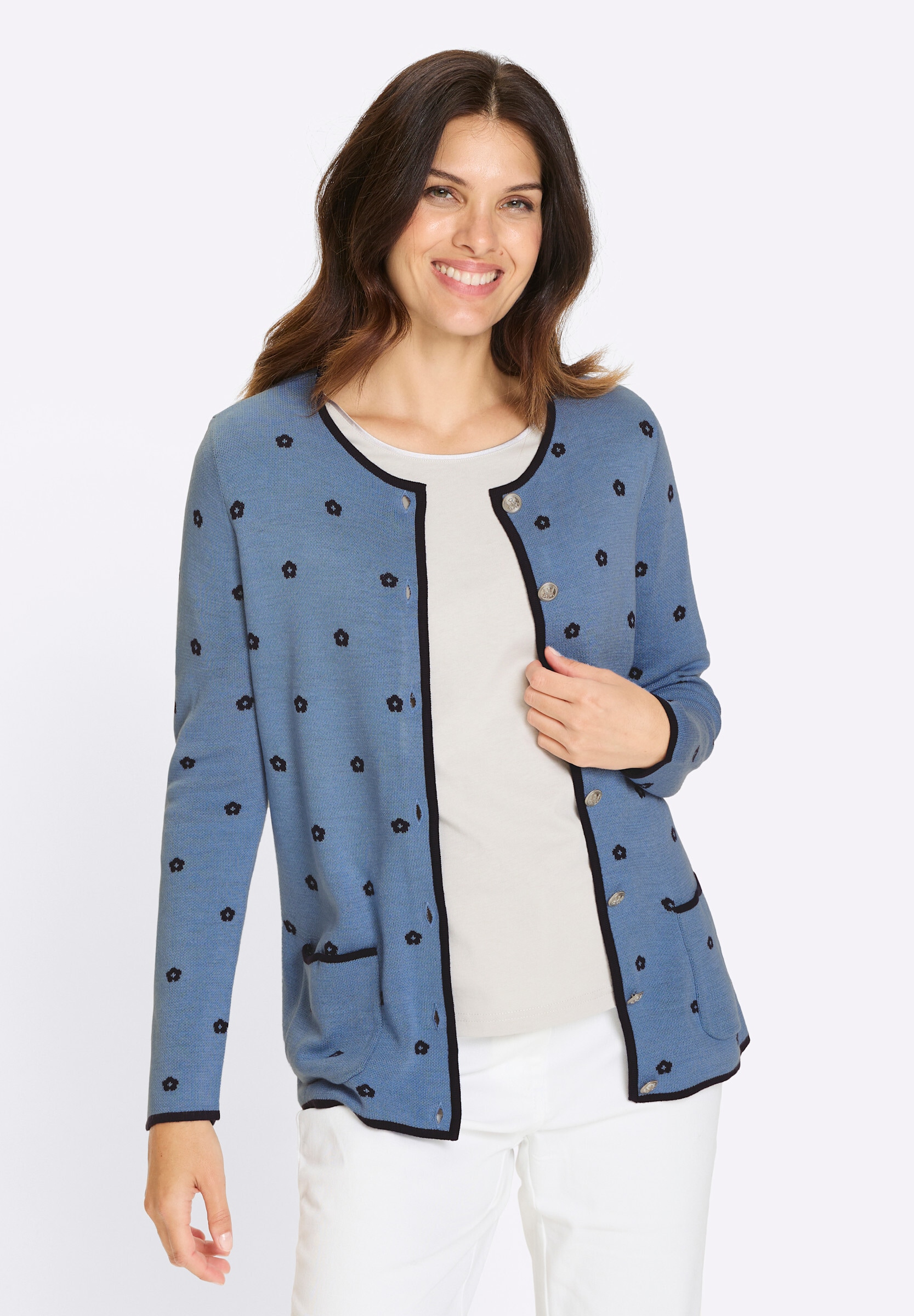 Sieh an! Trachtenstrickjacke »Strickjacke Jacquardstrickjacke im Trachtenstil«