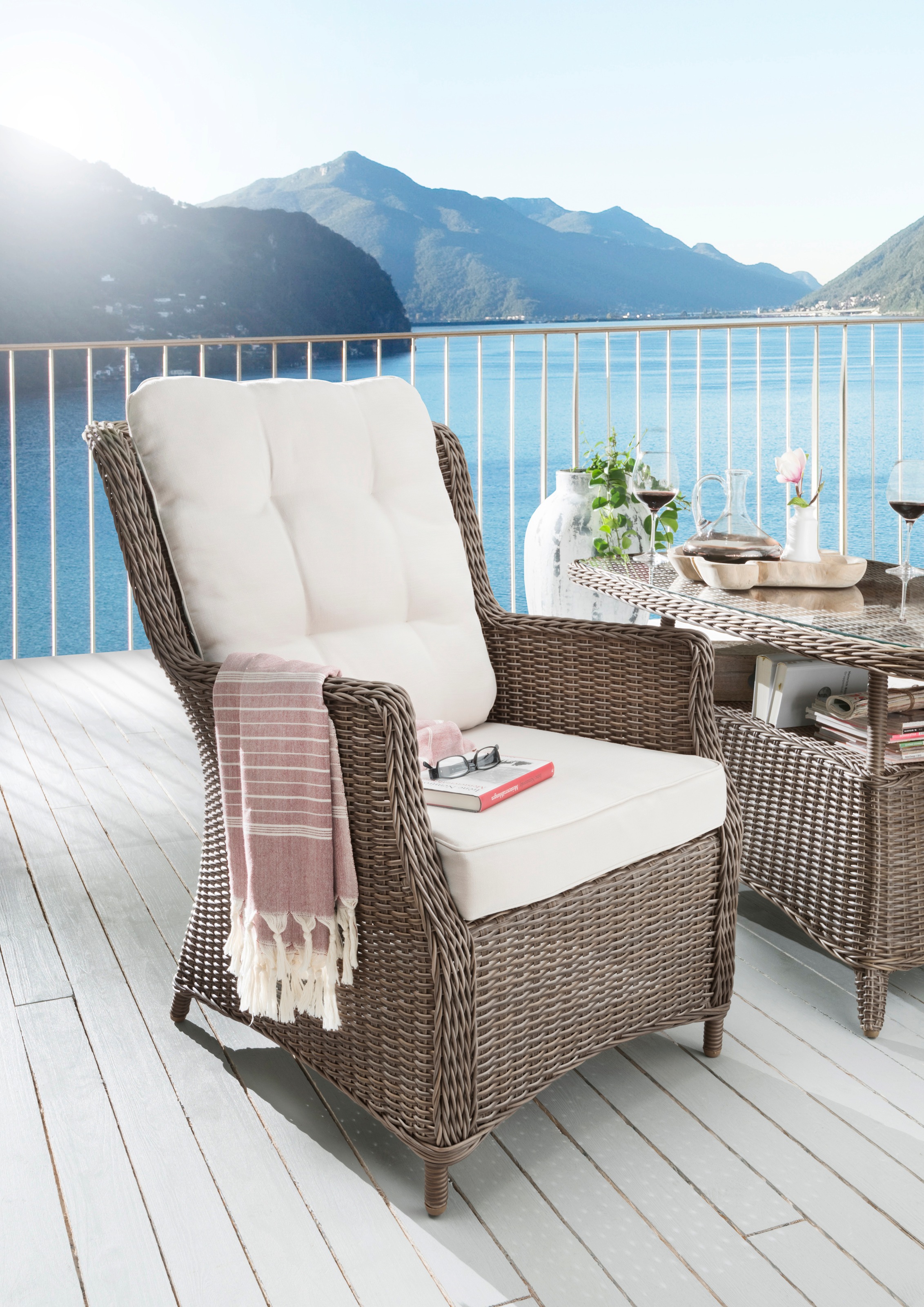 Destiny Gartensessel »CASA«, vintage braun, mit Polster natur