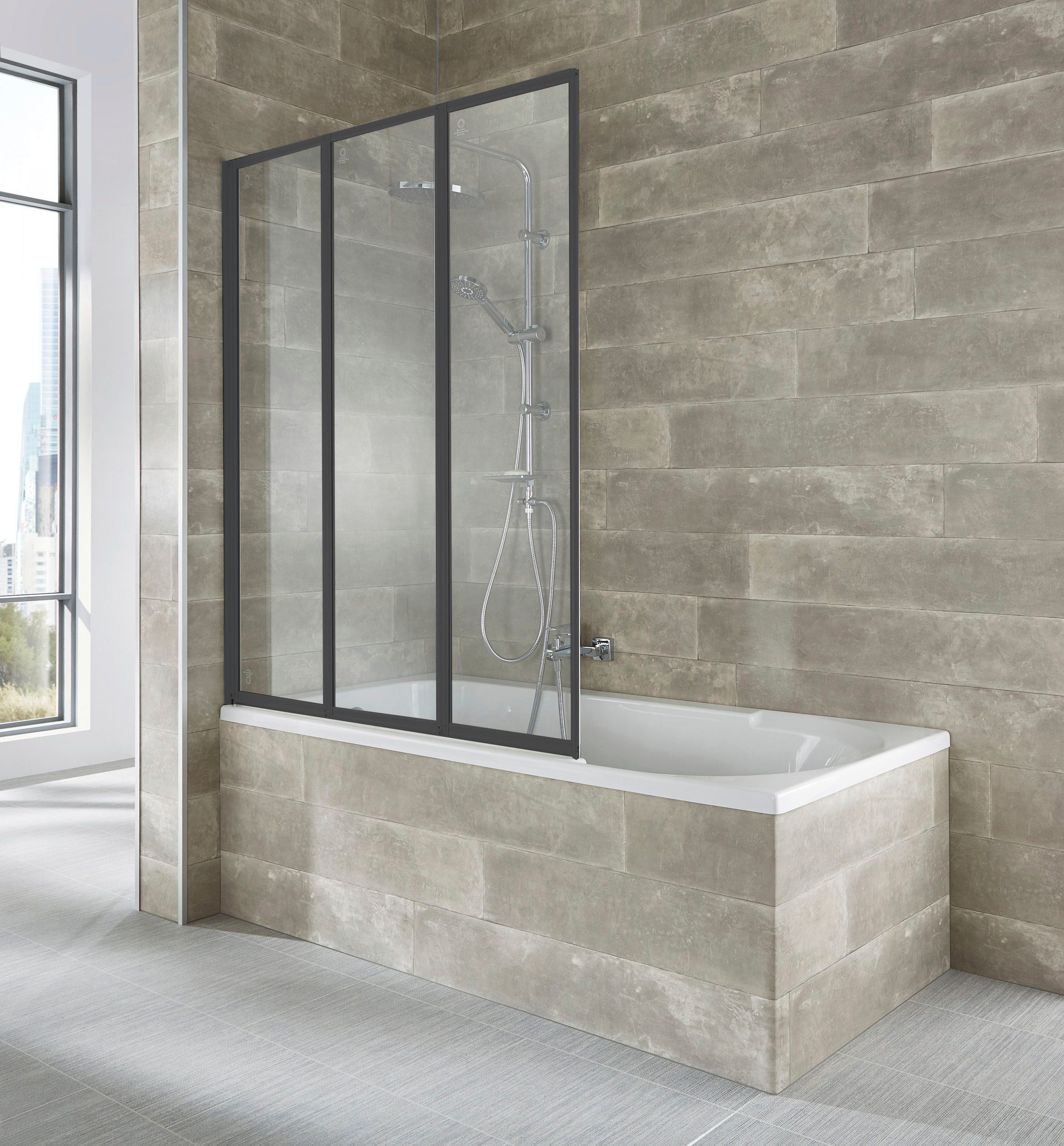 Badewannenaufsatz »Nassau«, Badewannenfaltwand, Spritzschutzwand für Badewanne, Glaswand