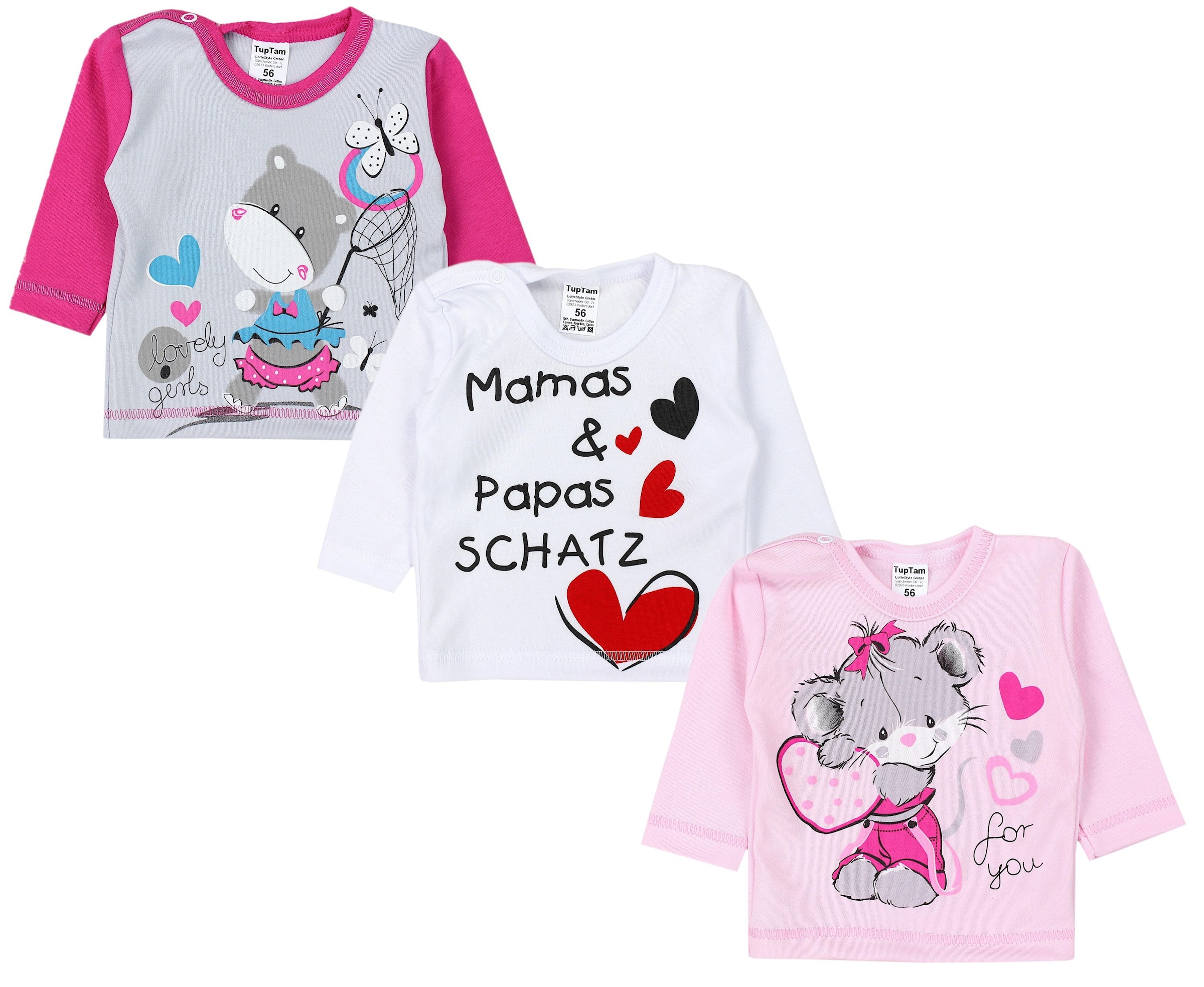 TupTam Langarmshirt »Shirt Unisex Baby Langarmshirt mit Spruch Aufdruck 3er Set«