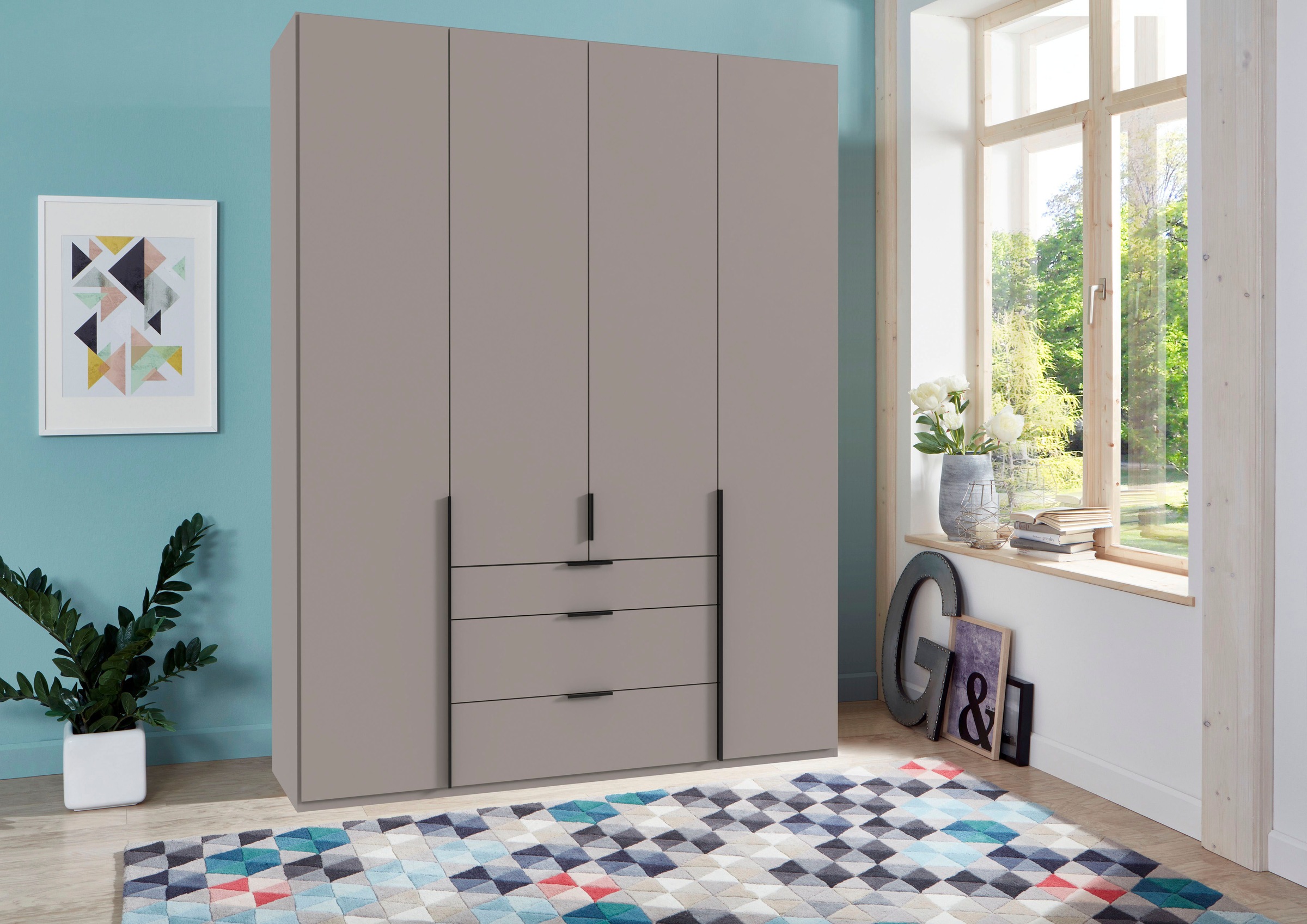 Wimex Kleiderschrank »Mugano, in vielen Breiten, 208 oder 236cm hoch, Made in Germany«, (mit langen oder kurzen Griffen aus Metall), wahlweise mit oder ohne Spiegel, mit Schubladen