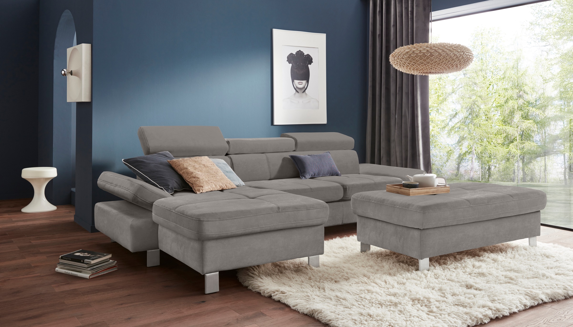 exxpo - sofa fashion Ecksofa »Fiji, hochwertige Detailverarbeitung im Sitz und Rücken, L-Form«, bequem durch Kopf- und Armteilverstellung, wahlweise mit Bettfunktion